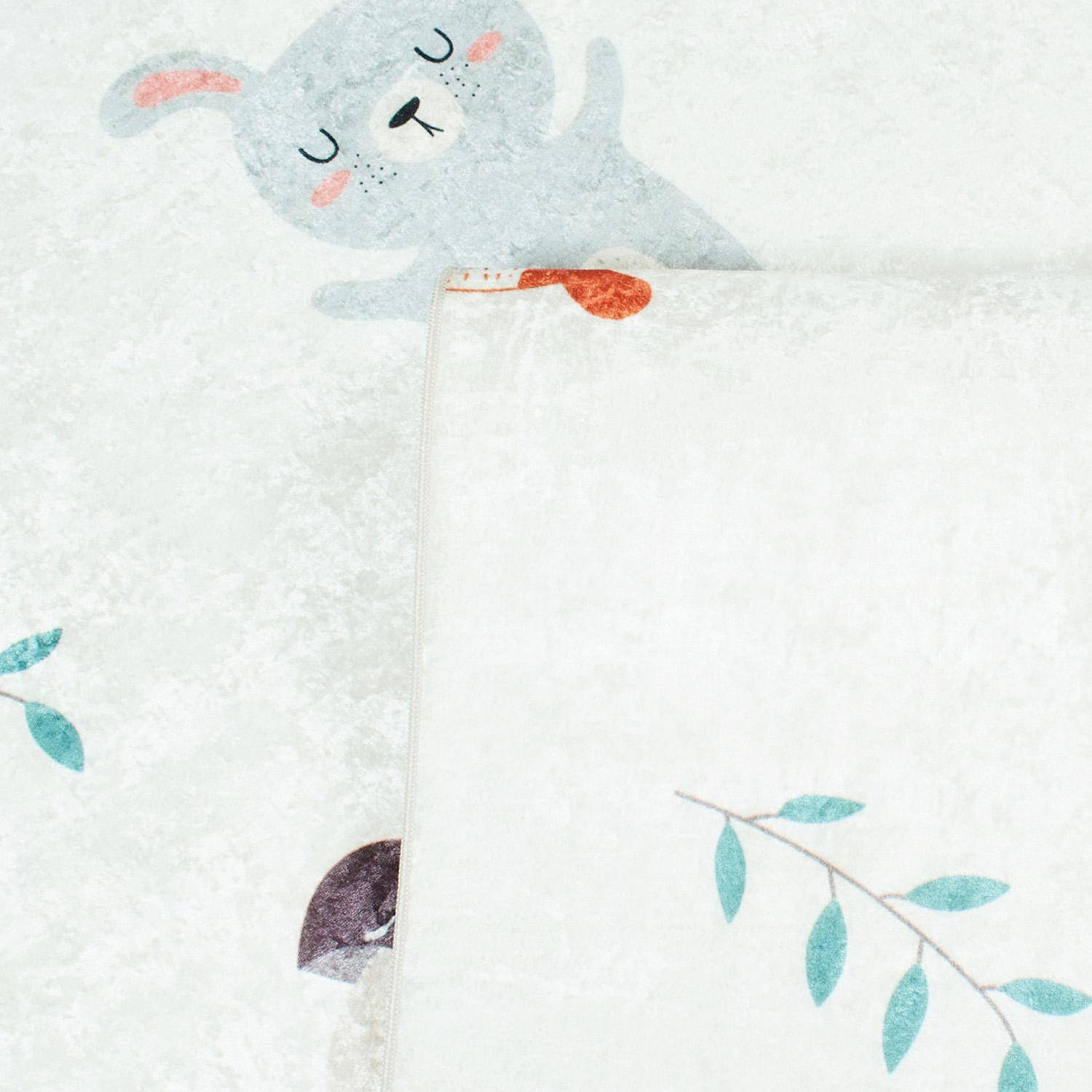 Tapis intérieur enfant blanc imprimé animaux thème automnal 120 x 160 cm - Ravon Photo3