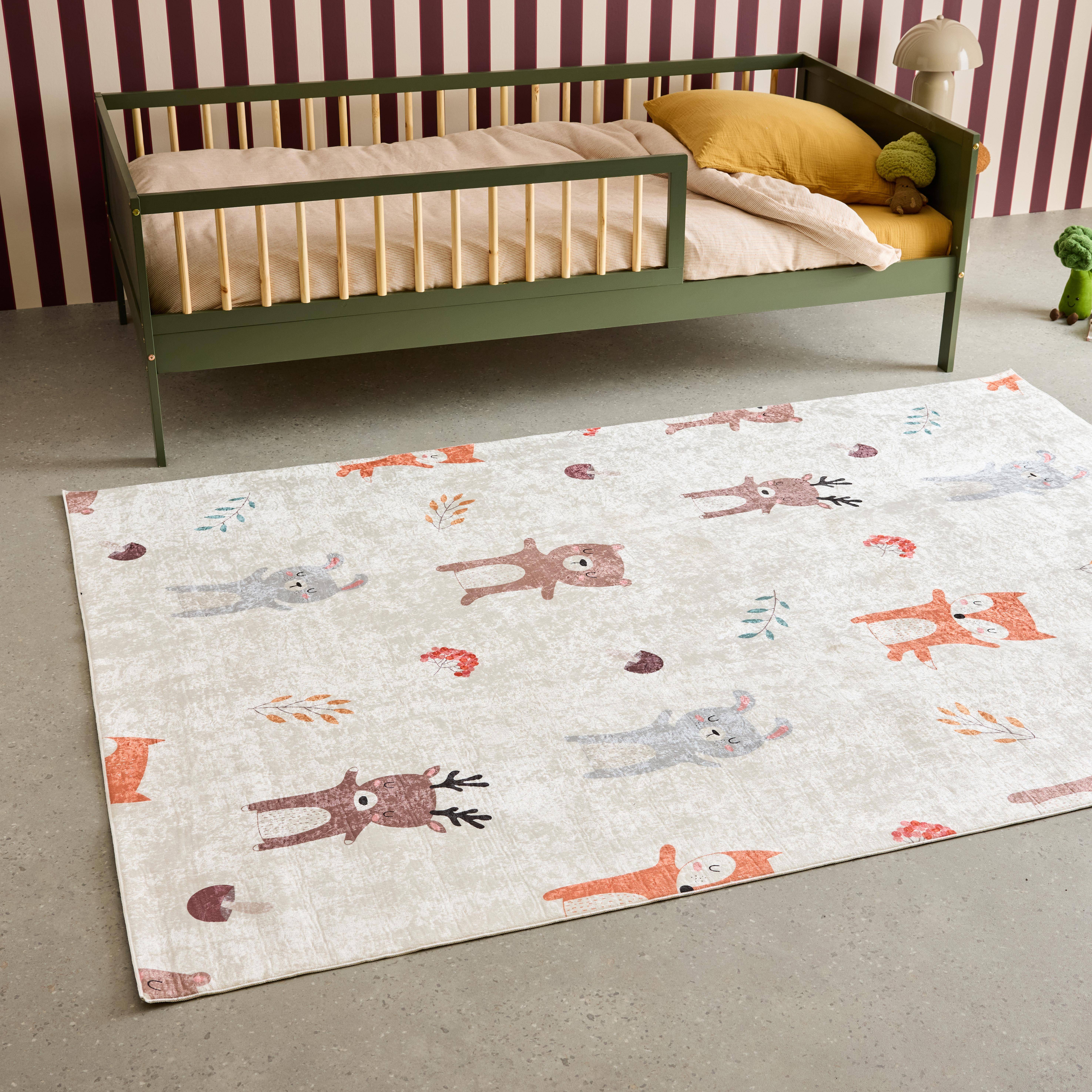Children's indoor rug white with animal print, Ravon, 230x160x0.5 cm,sweeek,Photo1