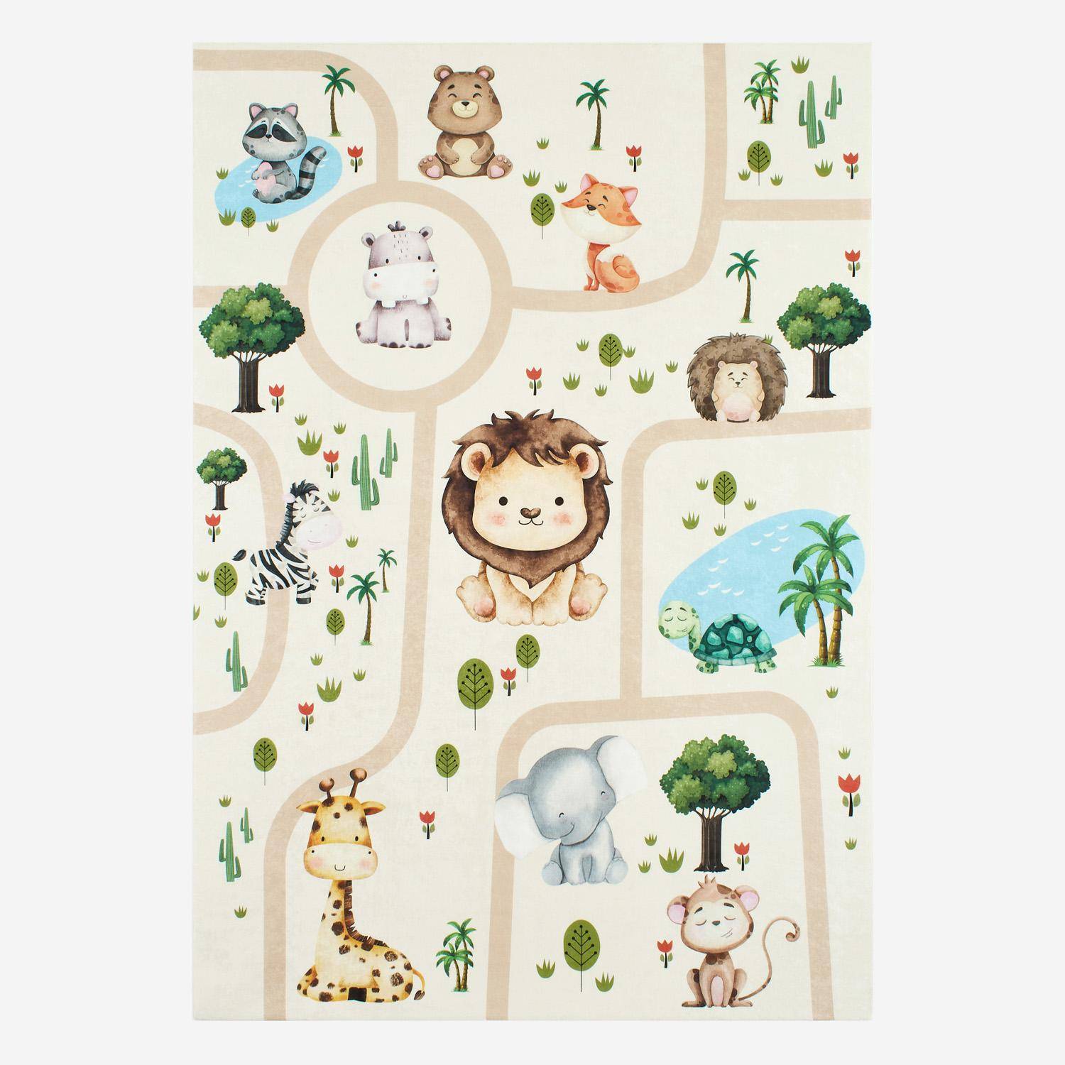 Tapis intérieur enfant blanc imprimé animaux 120 x 160 cm - Marti Photo2