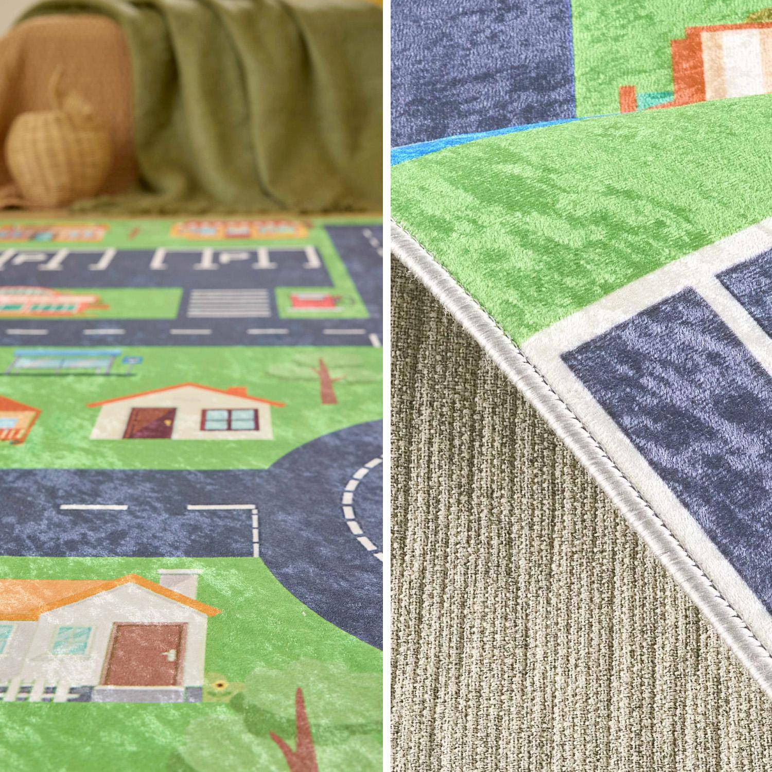 Tapis intérieur enfant blanc imprimé mini ville 120 x 160 cm - Viny Photo3