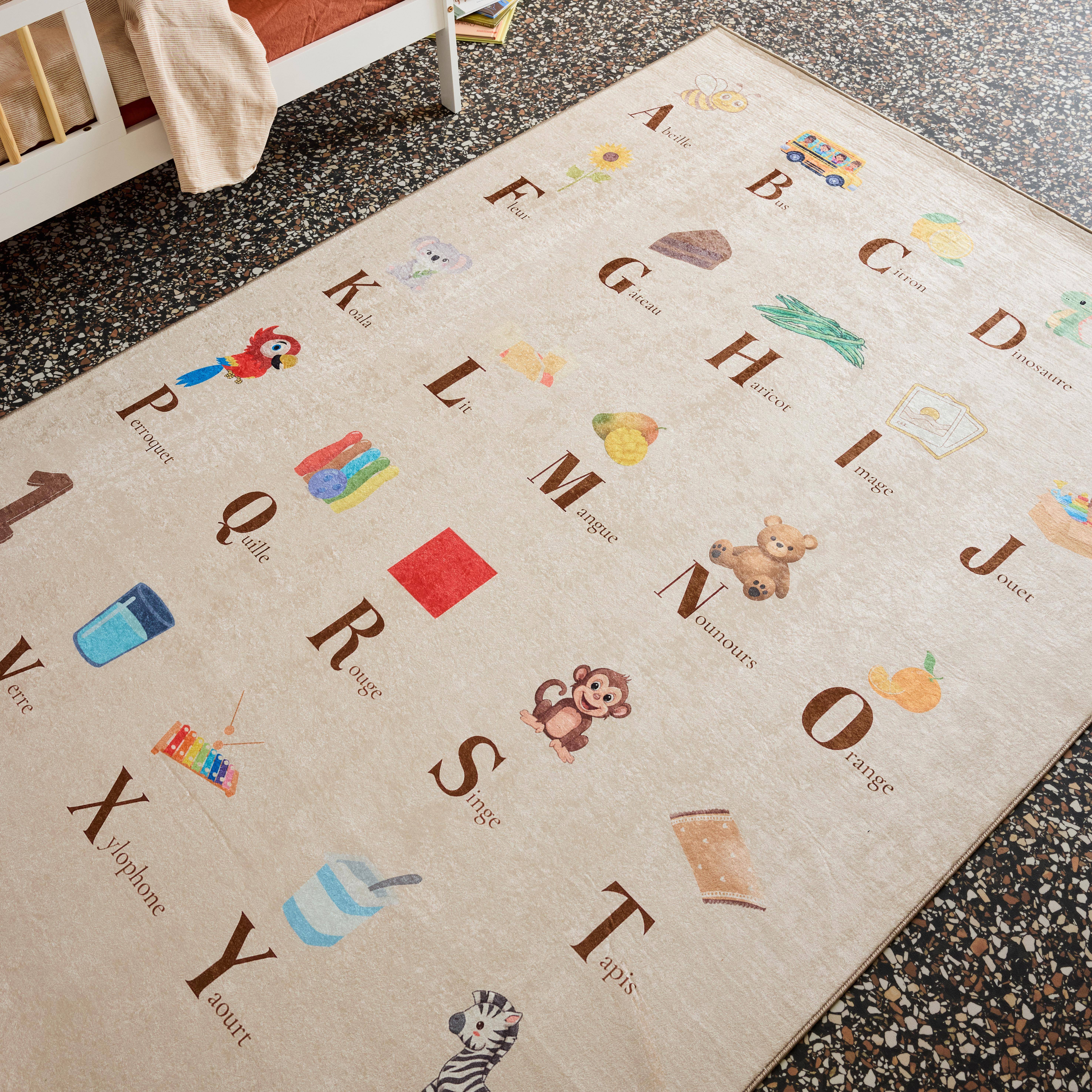 Tapis éducatif intérieur enfant beige imprimé abécédaire 160 x 230 cm - Scoty Photo2