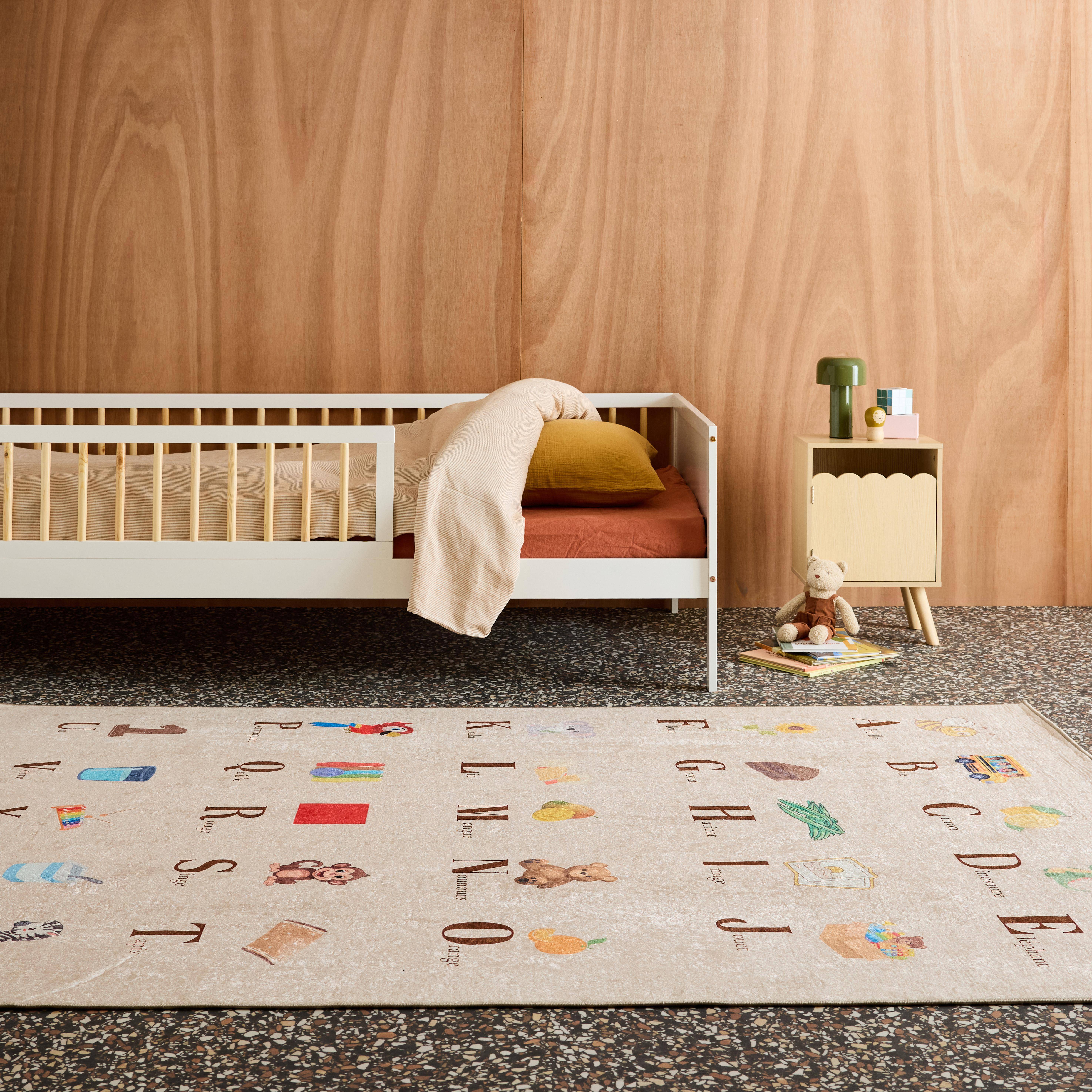 Tapis éducatif intérieur enfant beige imprimé abécédaire 160 x 230 cm - Scoty,sweeek,Photo1