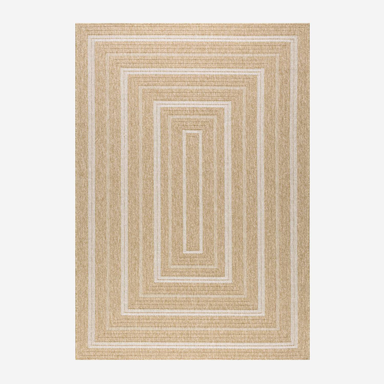 Tapis intérieur/extérieur rectangulaire effet toile de jute beige avec motifs 120 x 160 cm - Daymo Photo2