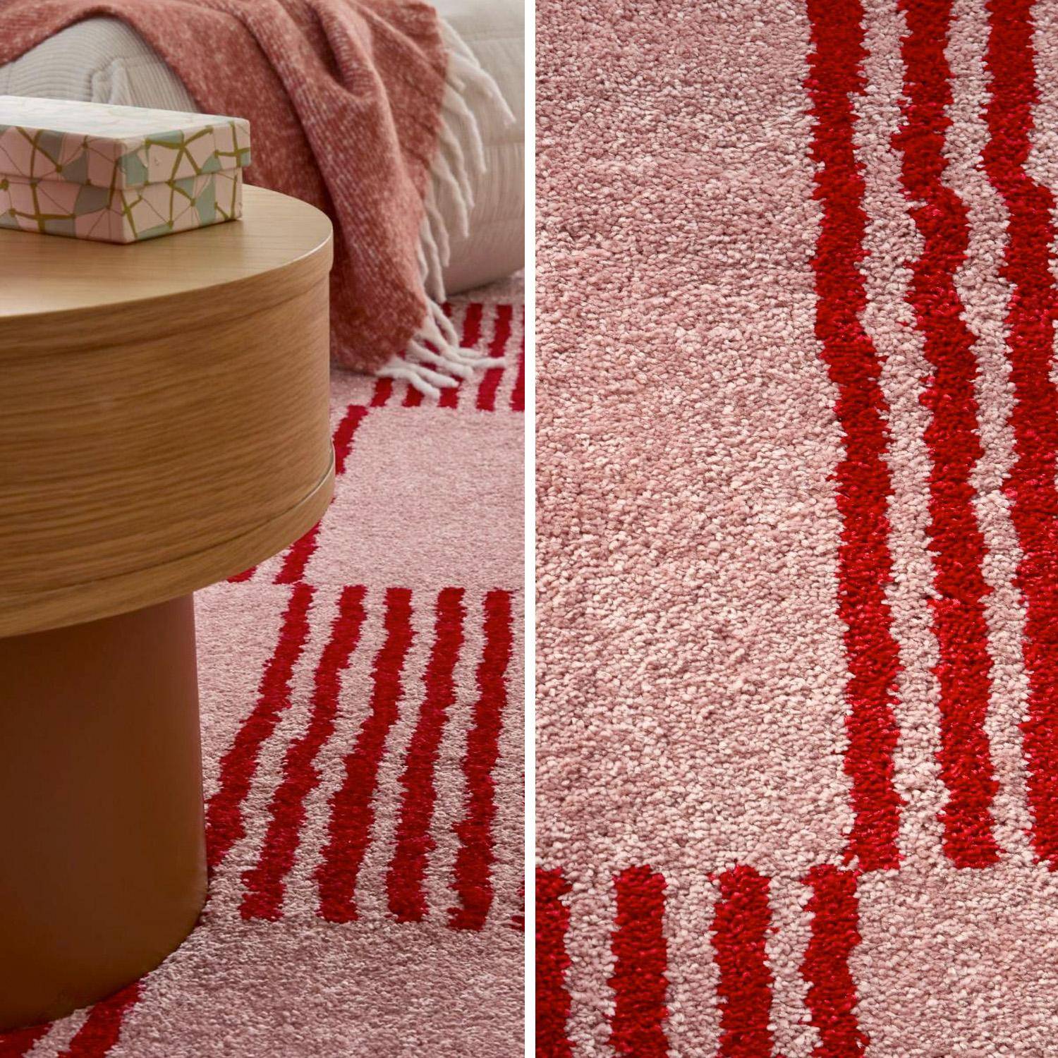 Alfombra interior con motivo damero rojo y rosa, Fergew, 290x200x2 cm Photo2