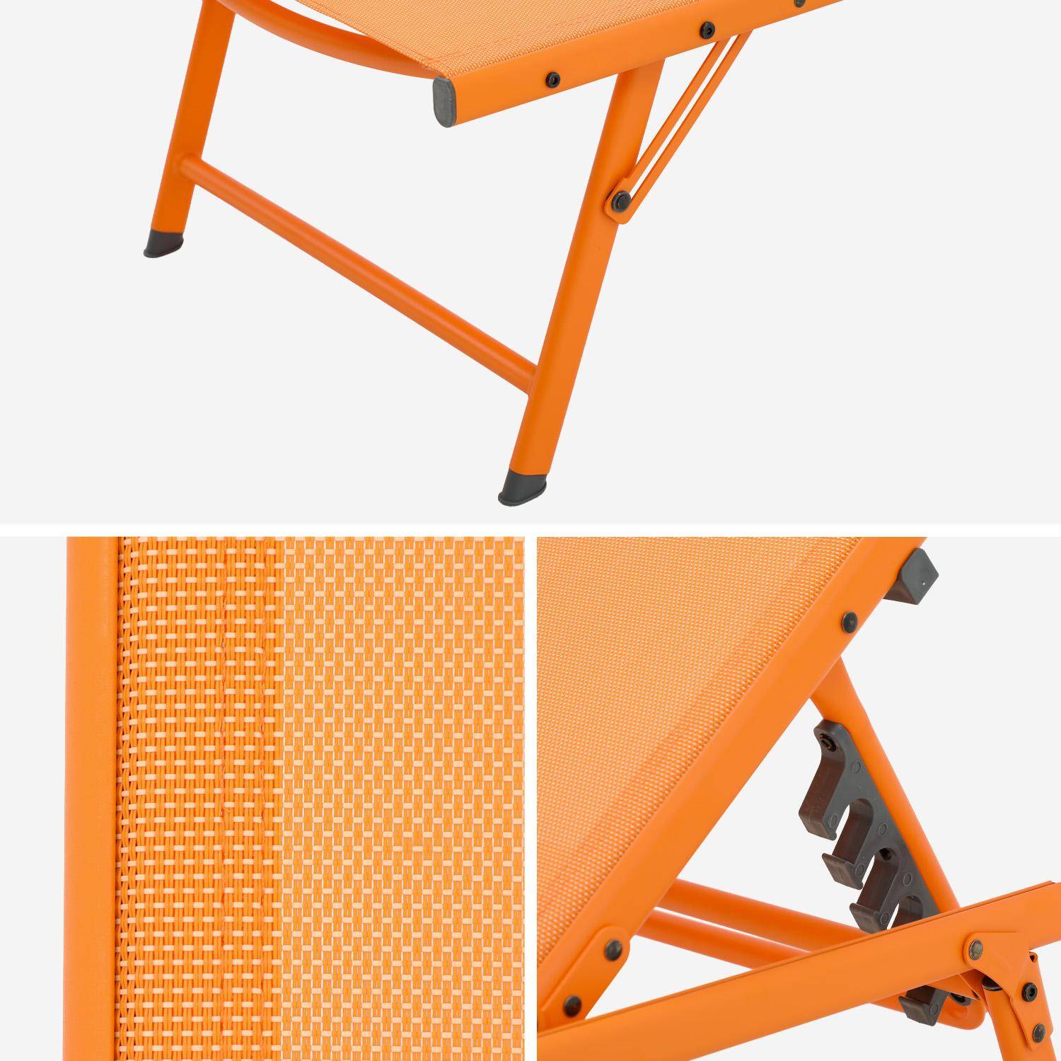 Lot de 2 bains de soleil acier textilène inclinable 4 positions Tropea orange, 165 x 54,5 x 82,5 cm,sweeek,Photo4