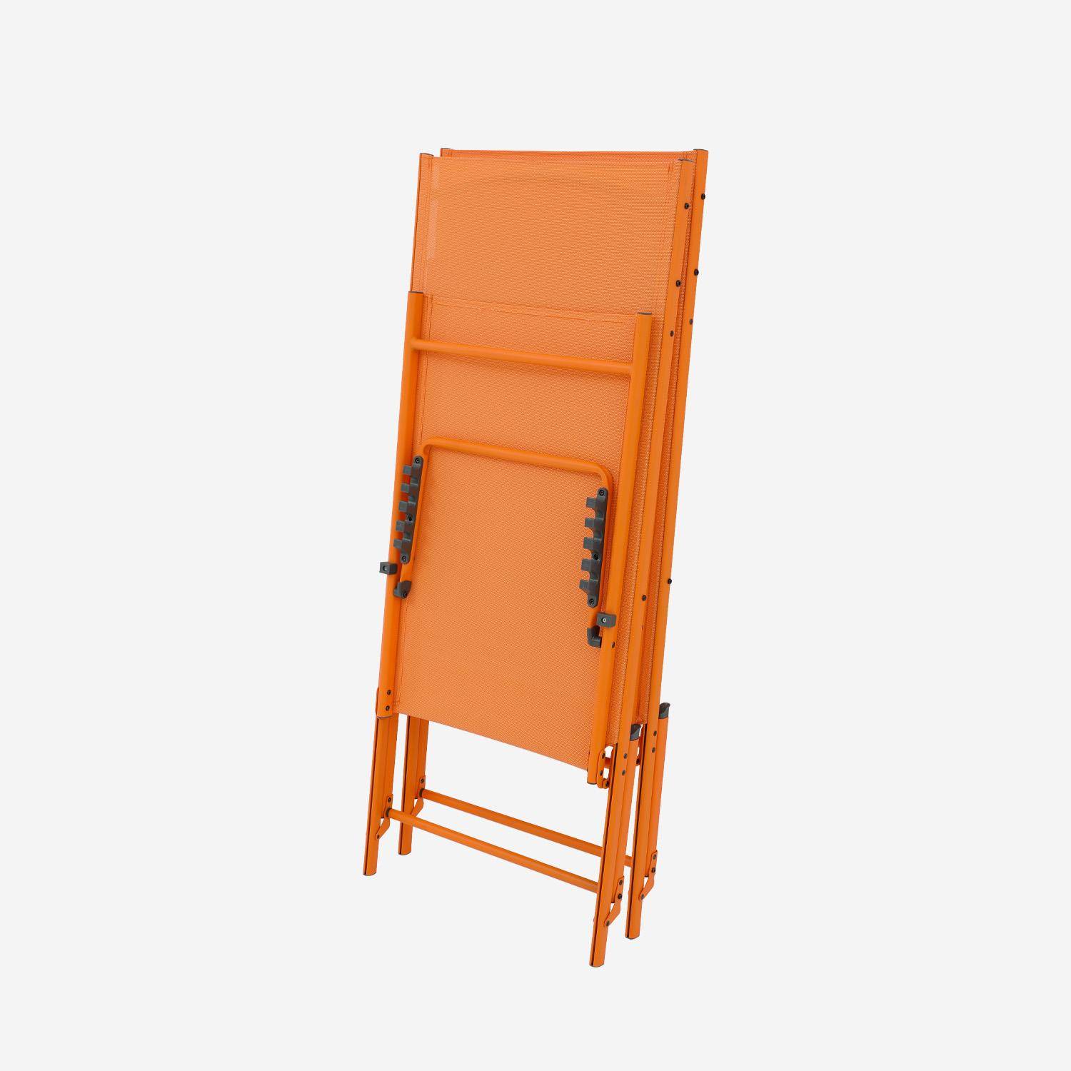 Lot de 2 bains de soleil acier textilène inclinable 4 positions Tropea orange, 165 x 54,5 x 82,5 cm,sweeek,Photo5