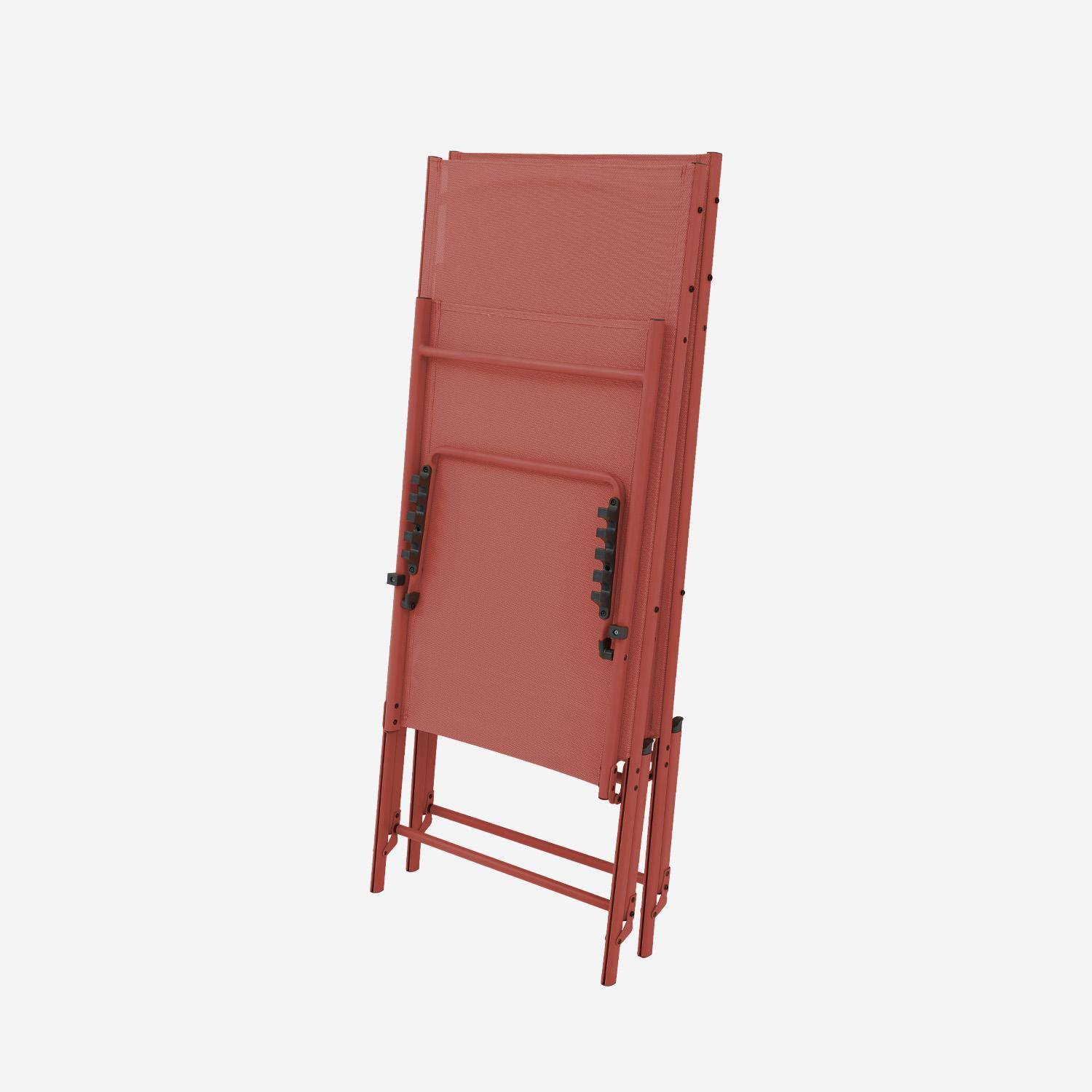 Lot de 2 bains de soleil acier textilène inclinable 4 positions Tropea terracotta, 165 x 54,5 x 82,5 cm,sweeek,Photo5