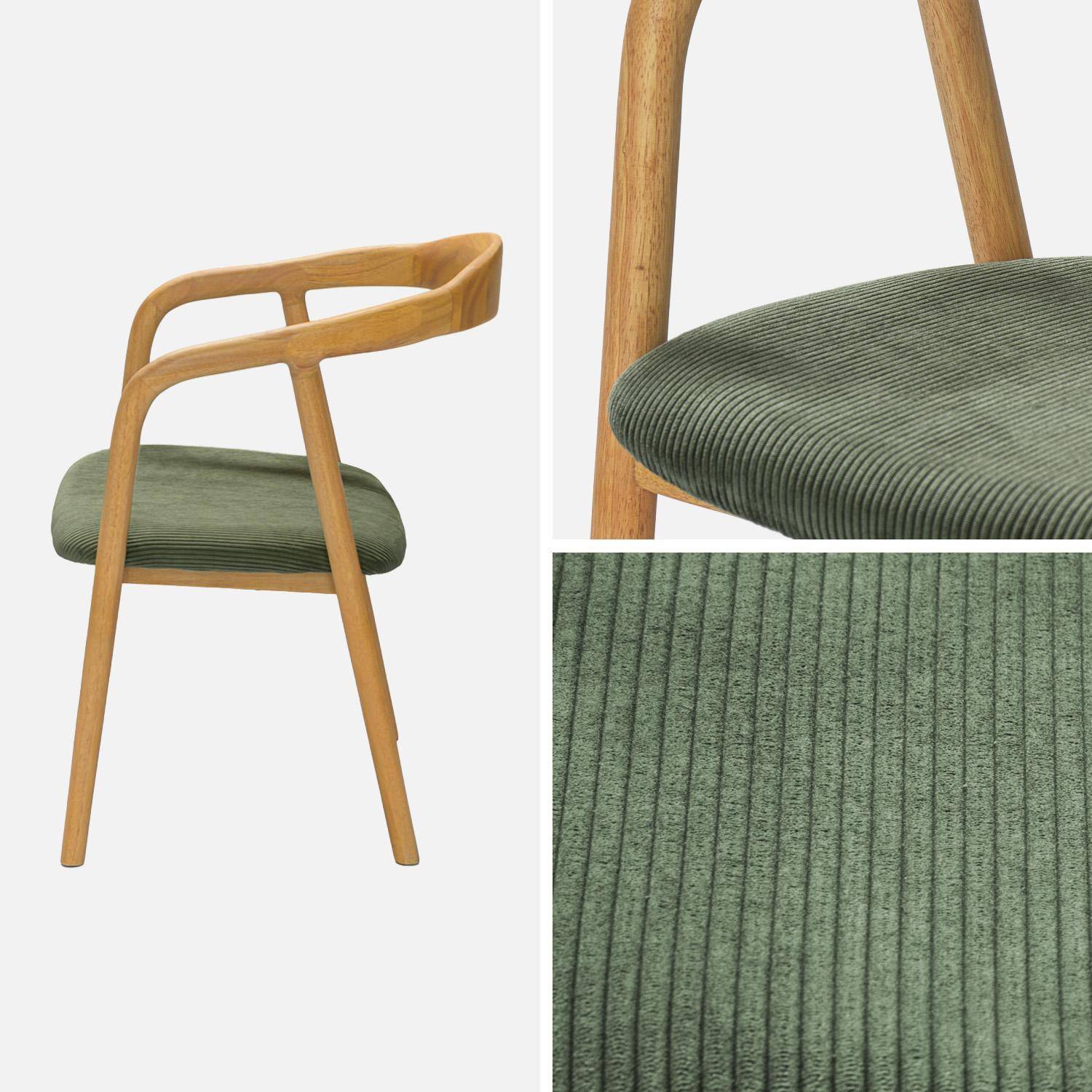 Stoelen vintage rubberhout en corduroy (set van 2) naturel/kaki 55 x 58 x 79cm - Sara,sweeek,Photo5
