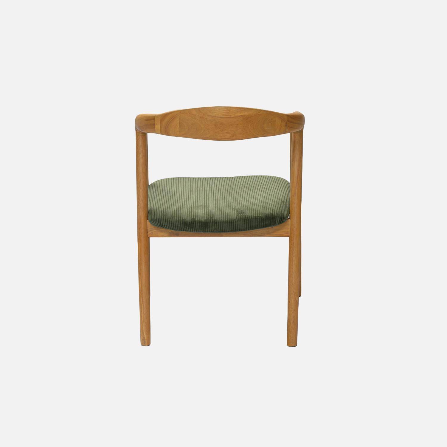 Stoelen vintage rubberhout en corduroy (set van 2) naturel/kaki 55 x 58 x 79cm - Sara Photo4