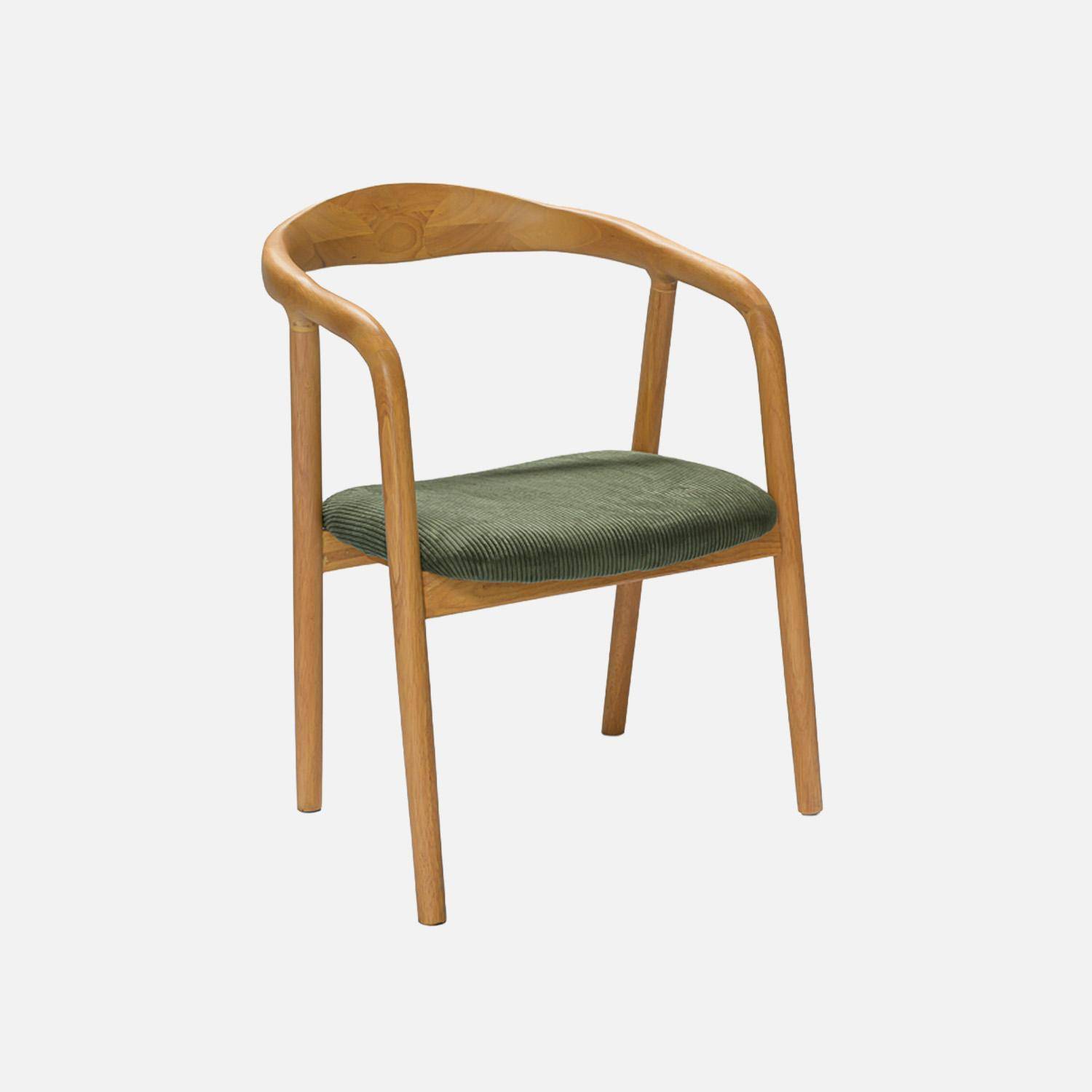 Stoelen vintage rubberhout en corduroy (set van 2) naturel/kaki 55 x 58 x 79cm - Sara,sweeek,Photo2