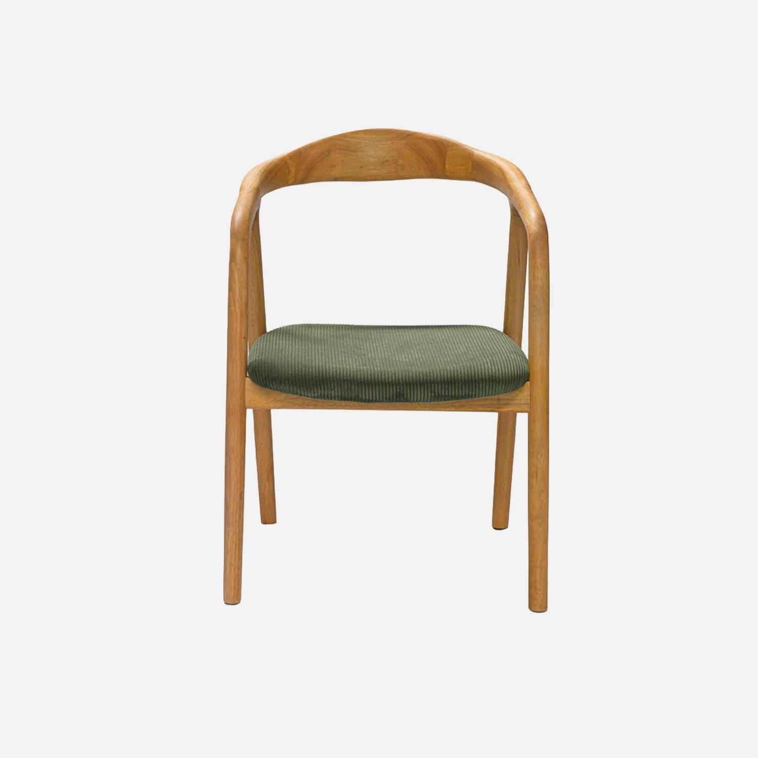 Stoelen vintage rubberhout en corduroy (set van 2) naturel/kaki 55 x 58 x 79cm - Sara Photo3