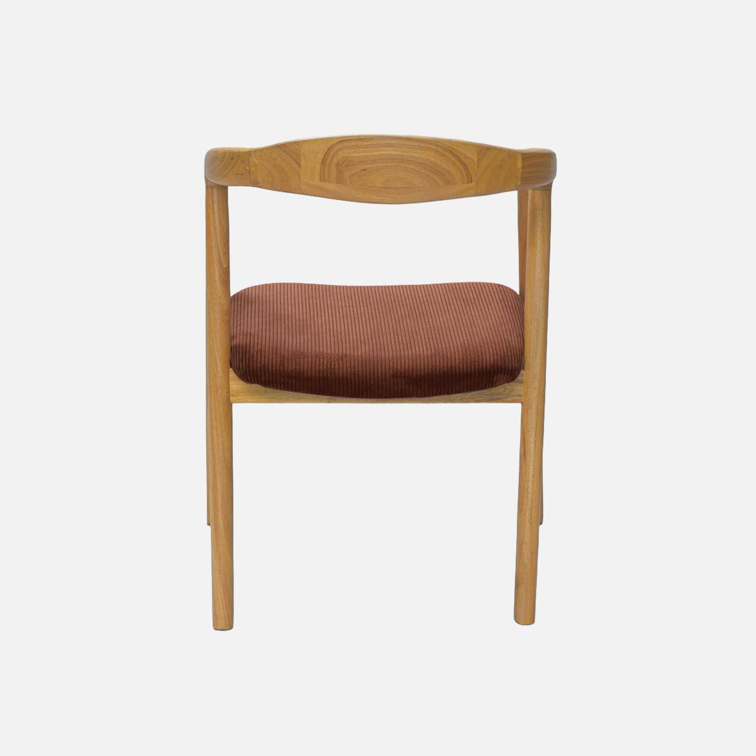 Stoelen vintage rubberhout en corduroy (set van 2) naturel/terracotta 55 x 58 x 79cm - Sara,sweeek,Photo4