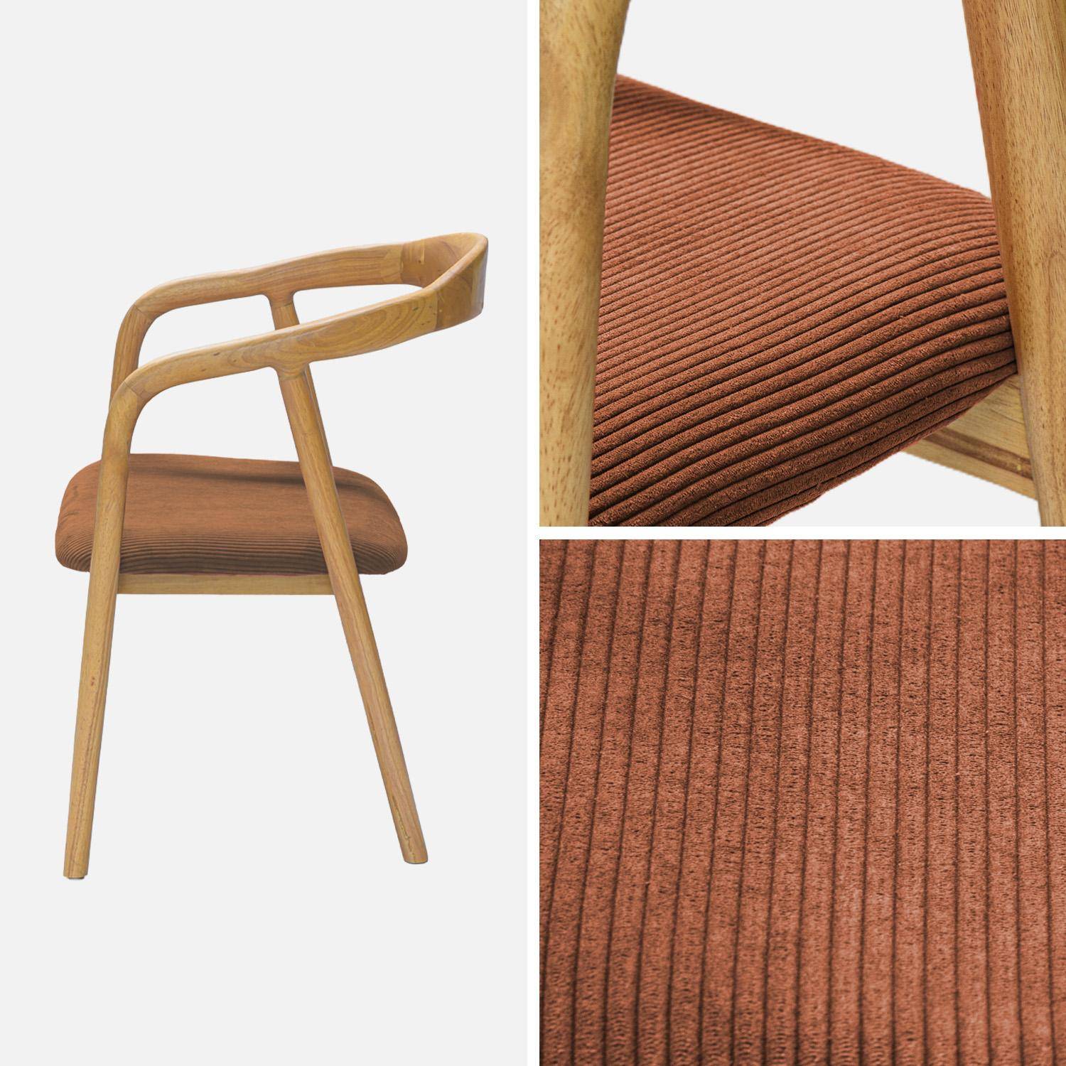 Stoelen vintage rubberhout en corduroy (set van 2) naturel/terracotta 55 x 58 x 79cm - Sara Photo5