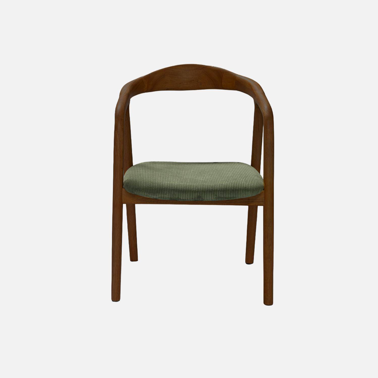 Stoelen vintage walnootkleurig rubberhout en corduroy (set van 2) walnoot/kaki 55 x 58 x 79cm - Sara,sweeek,Photo3