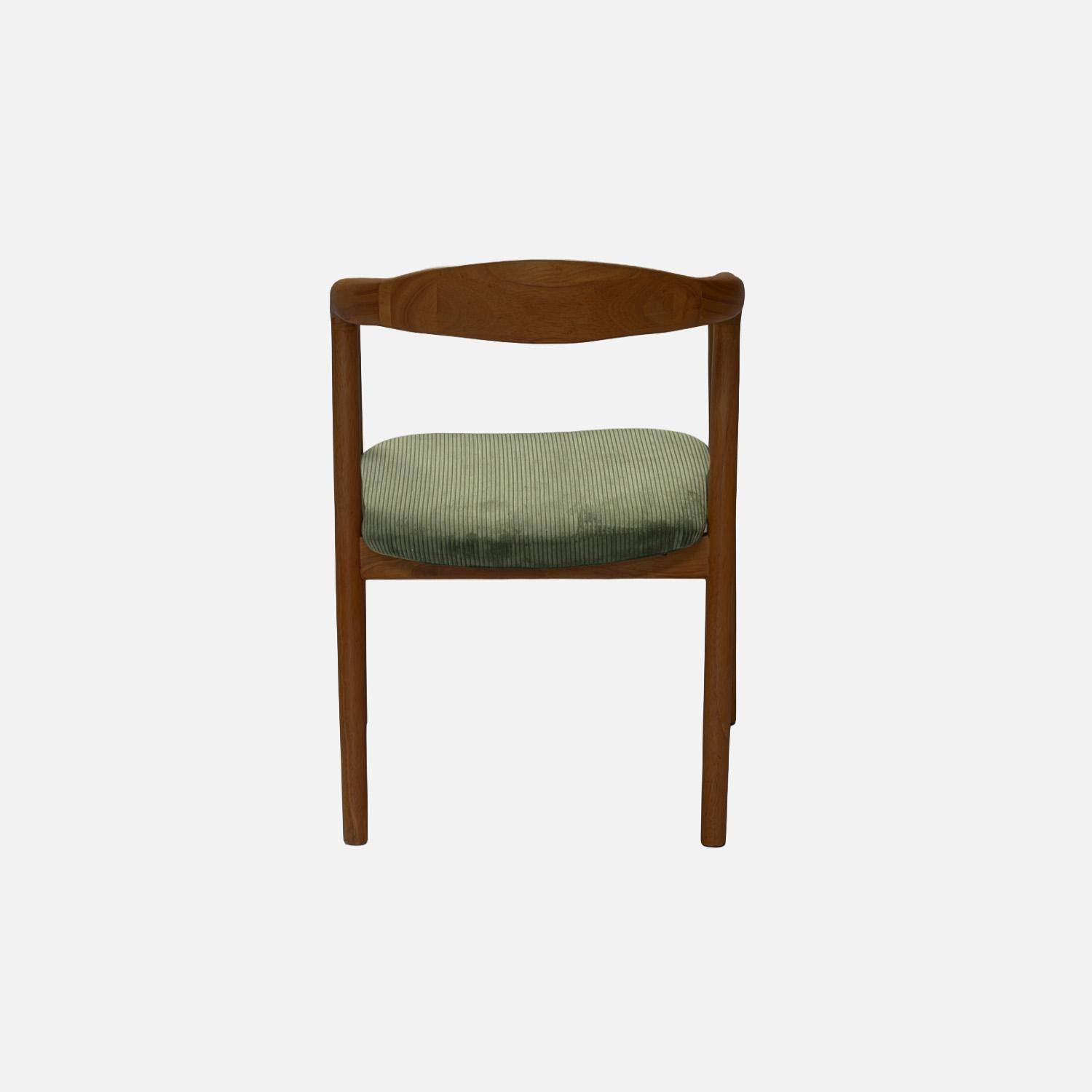 Stoelen vintage walnootkleurig rubberhout en corduroy (set van 2) walnoot/kaki 55 x 58 x 79cm - Sara,sweeek,Photo4