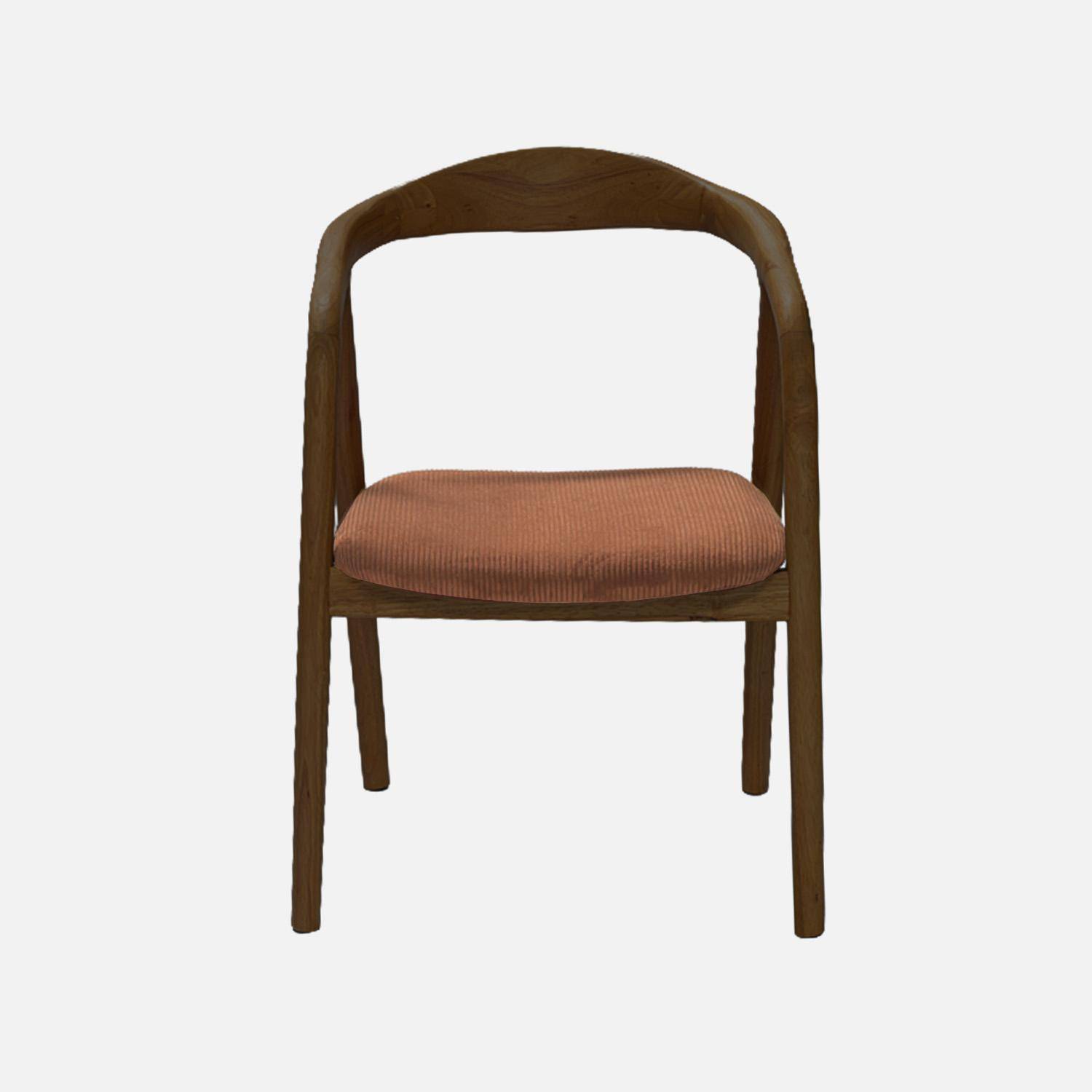 Stoelen vintage walnootkleurig rubberhout en corduroy (set van 2) walnoot/terracotta 55 x 58 x 79cm - Sara,sweeek,Photo3