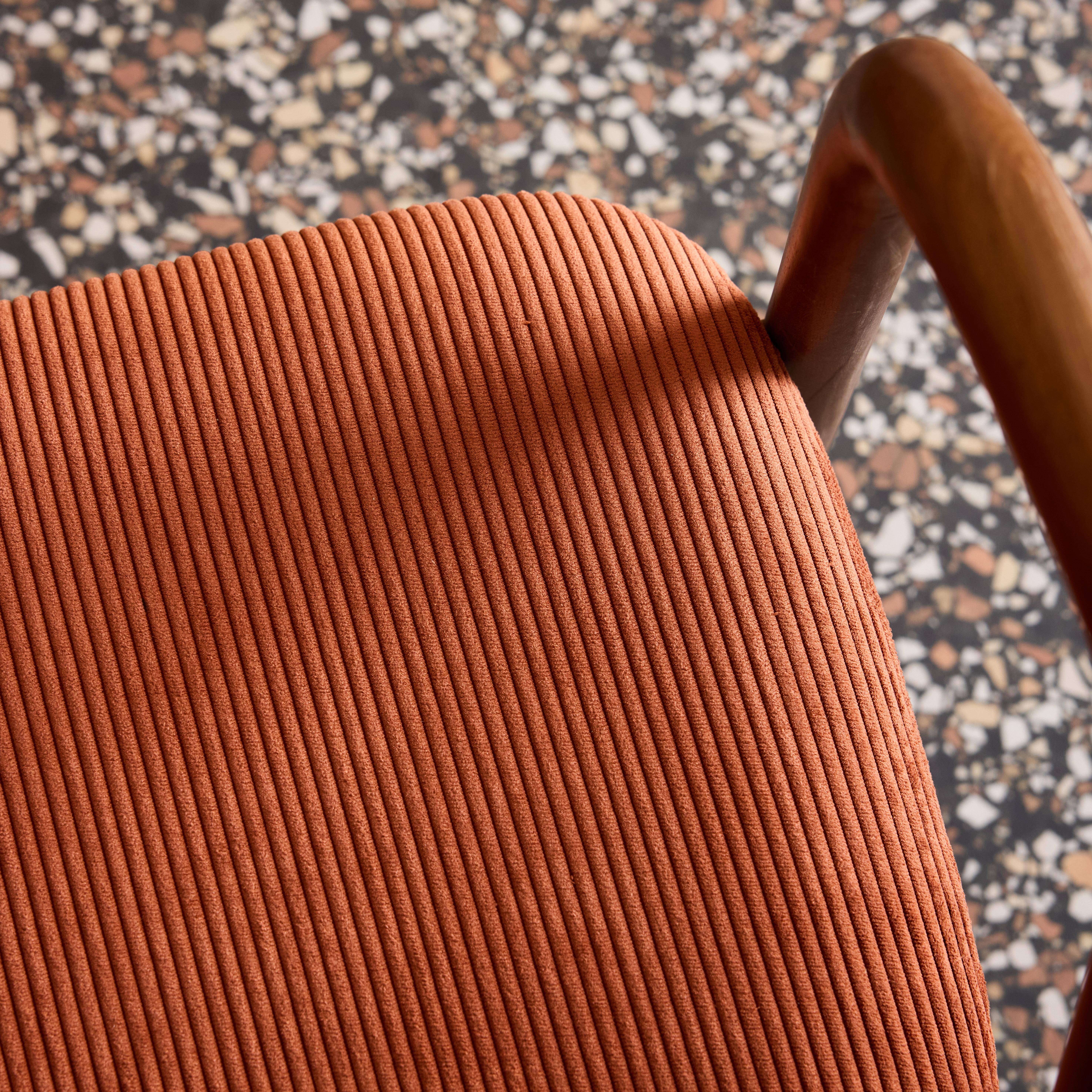 Set di 2 sedie vintage in legno di hevea tinto noce e velluto a coste Noce - 55x58x79 cm Photo4