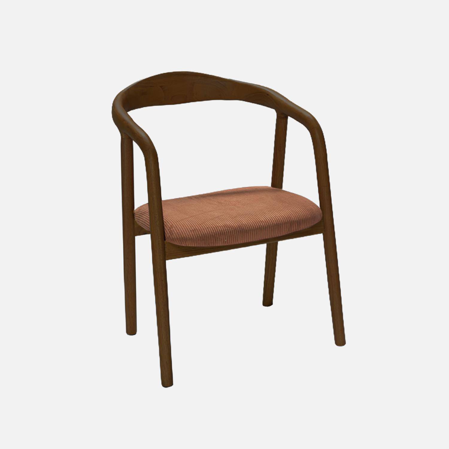 Stoelen vintage walnootkleurig rubberhout en corduroy (set van 2) walnoot/terracotta 55 x 58 x 79cm - Sara,sweeek,Photo2