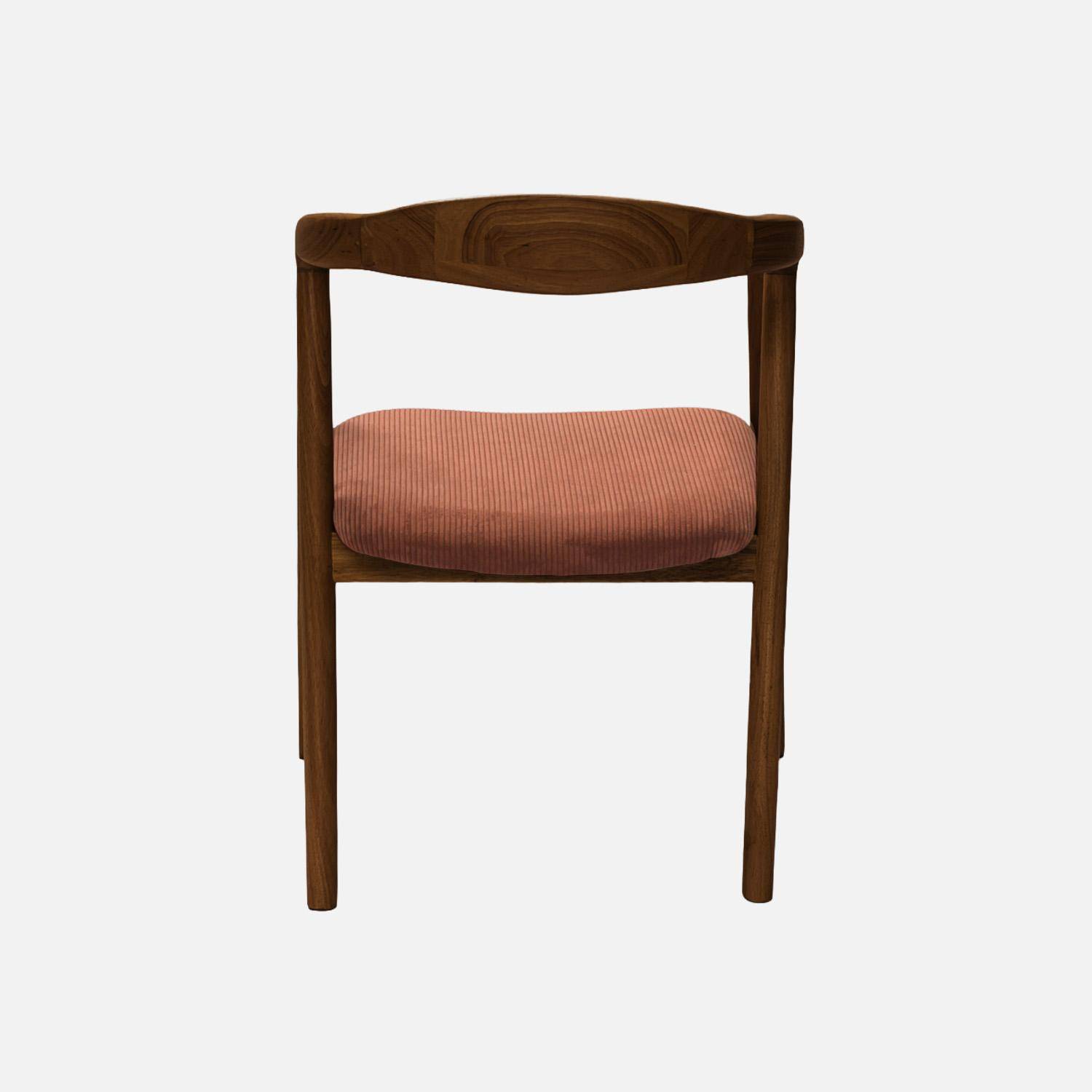 Stoelen vintage walnootkleurig rubberhout en corduroy (set van 2) walnoot/terracotta 55 x 58 x 79cm - Sara Photo4