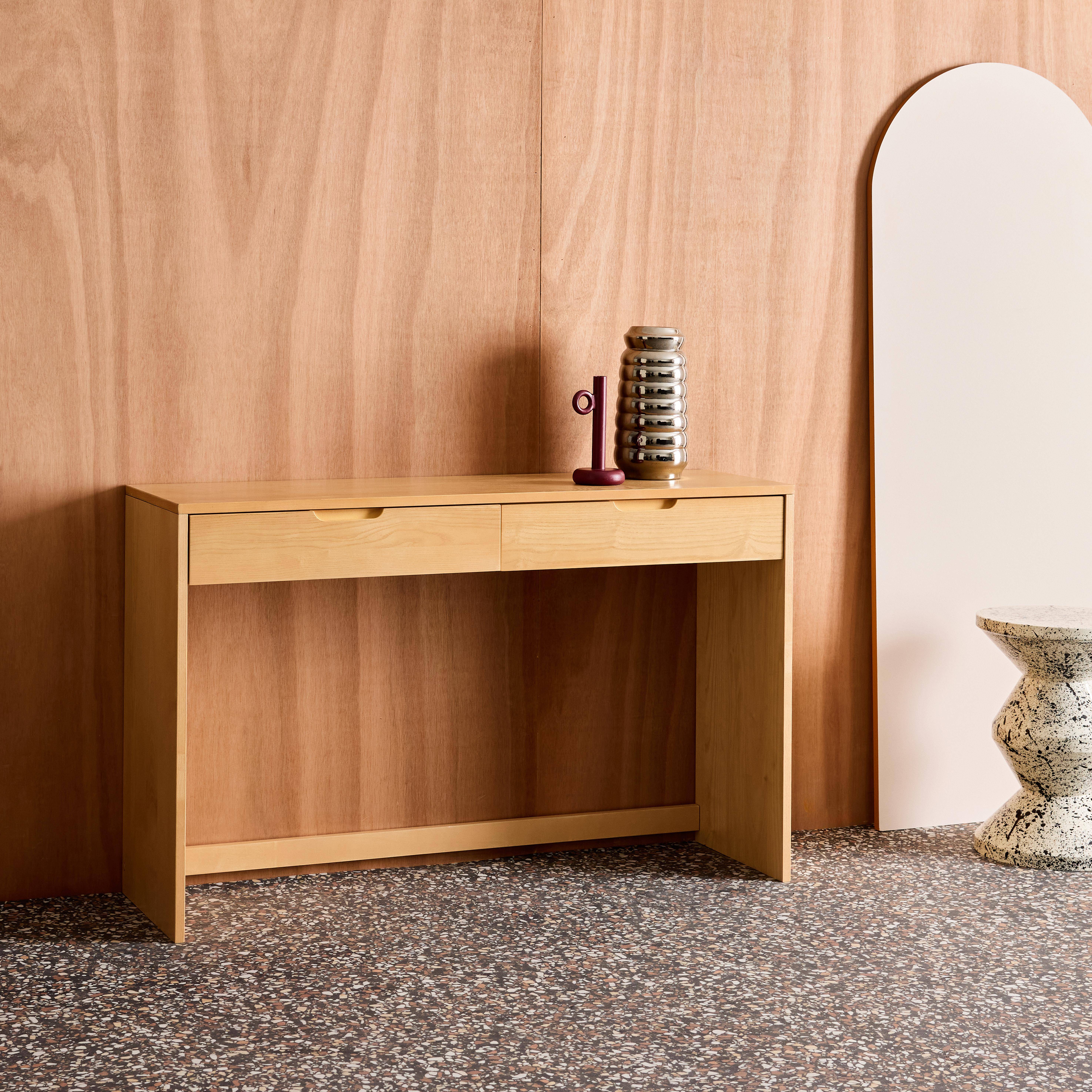 Wood Decor Console 2 Drawers, Tania, Natural, 120x35x75 cm,sweeek,Photo4