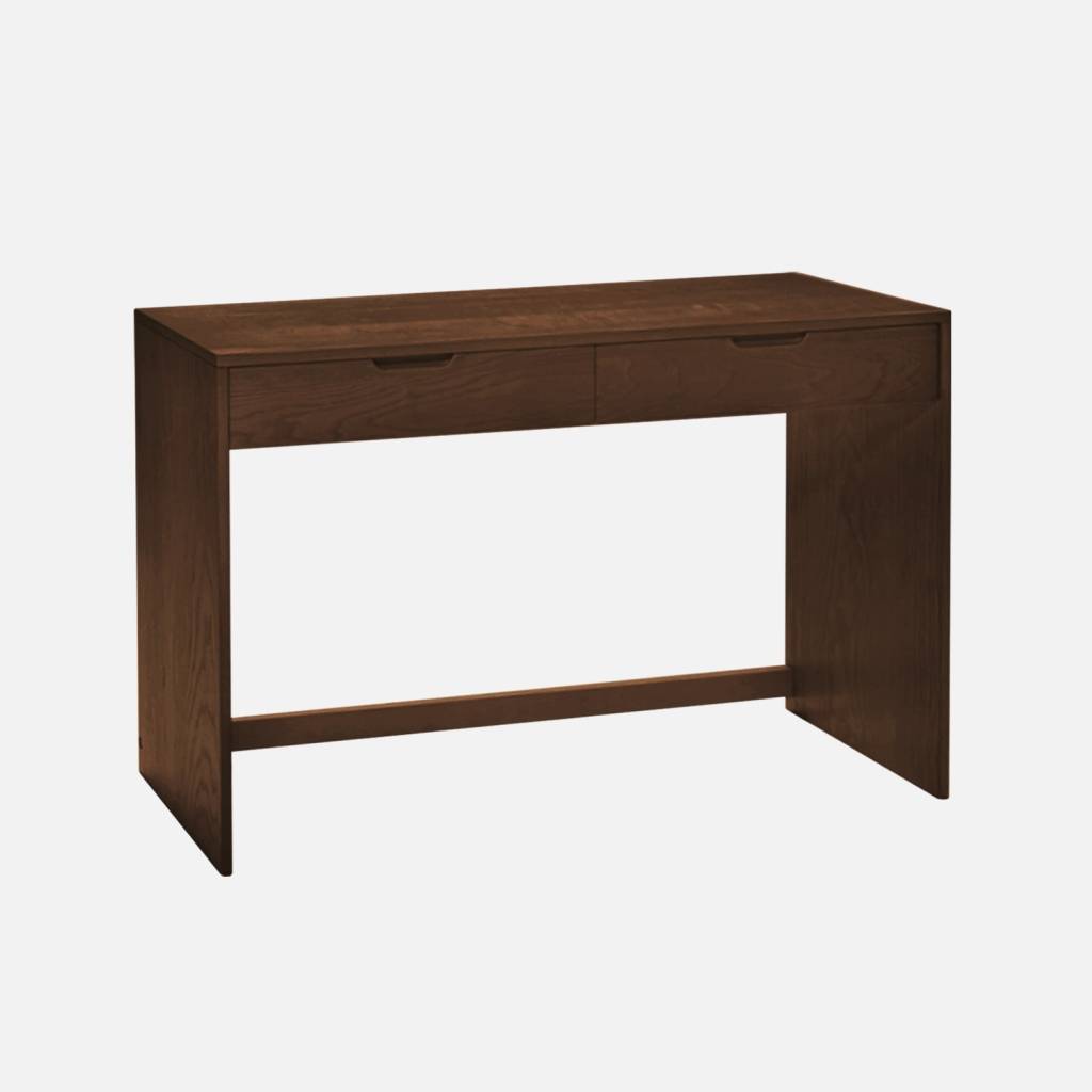 Console décor bois 2 tiroirs 120cm noyer