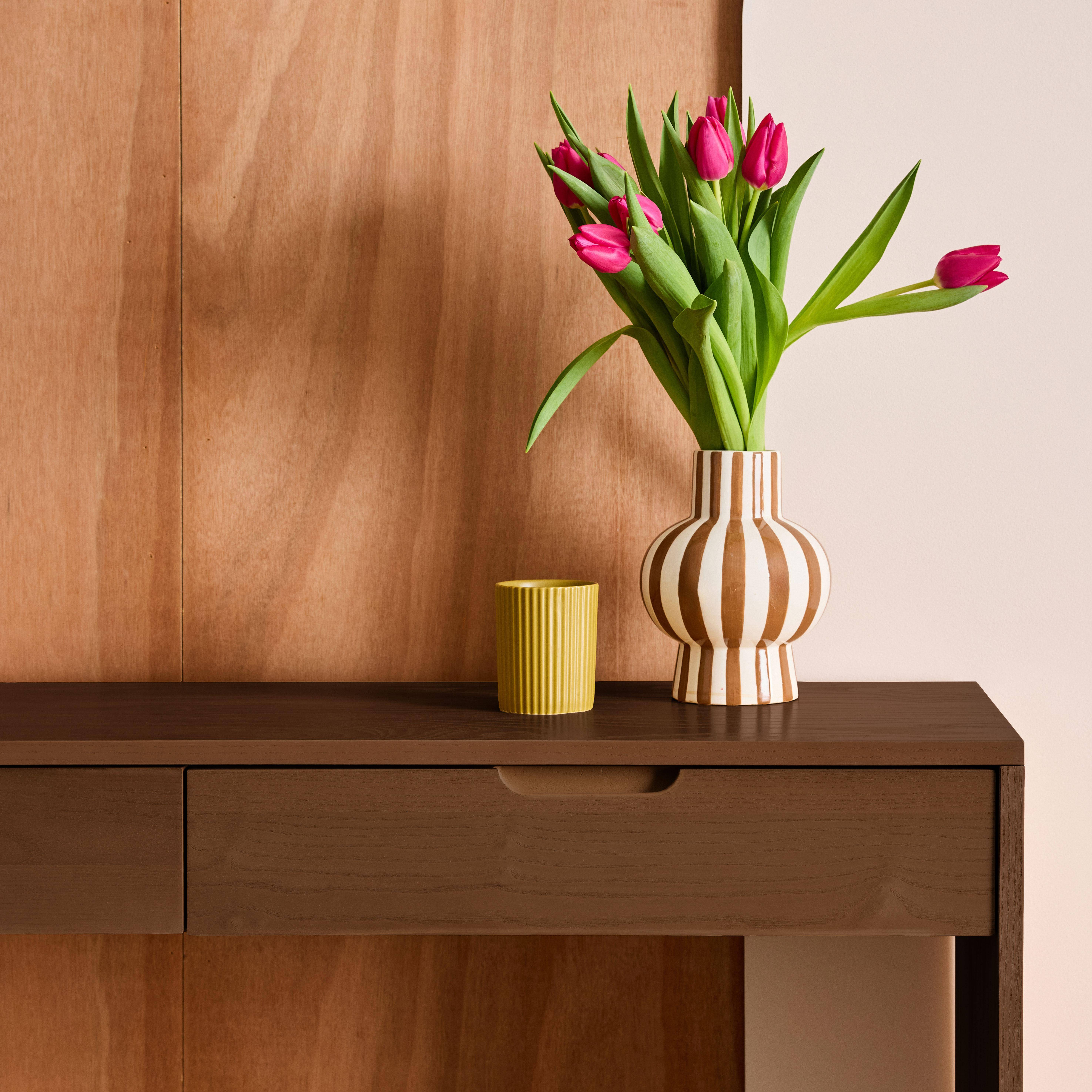 Console décor bois 2 tiroirs 120cm noyer - Tania Photo5