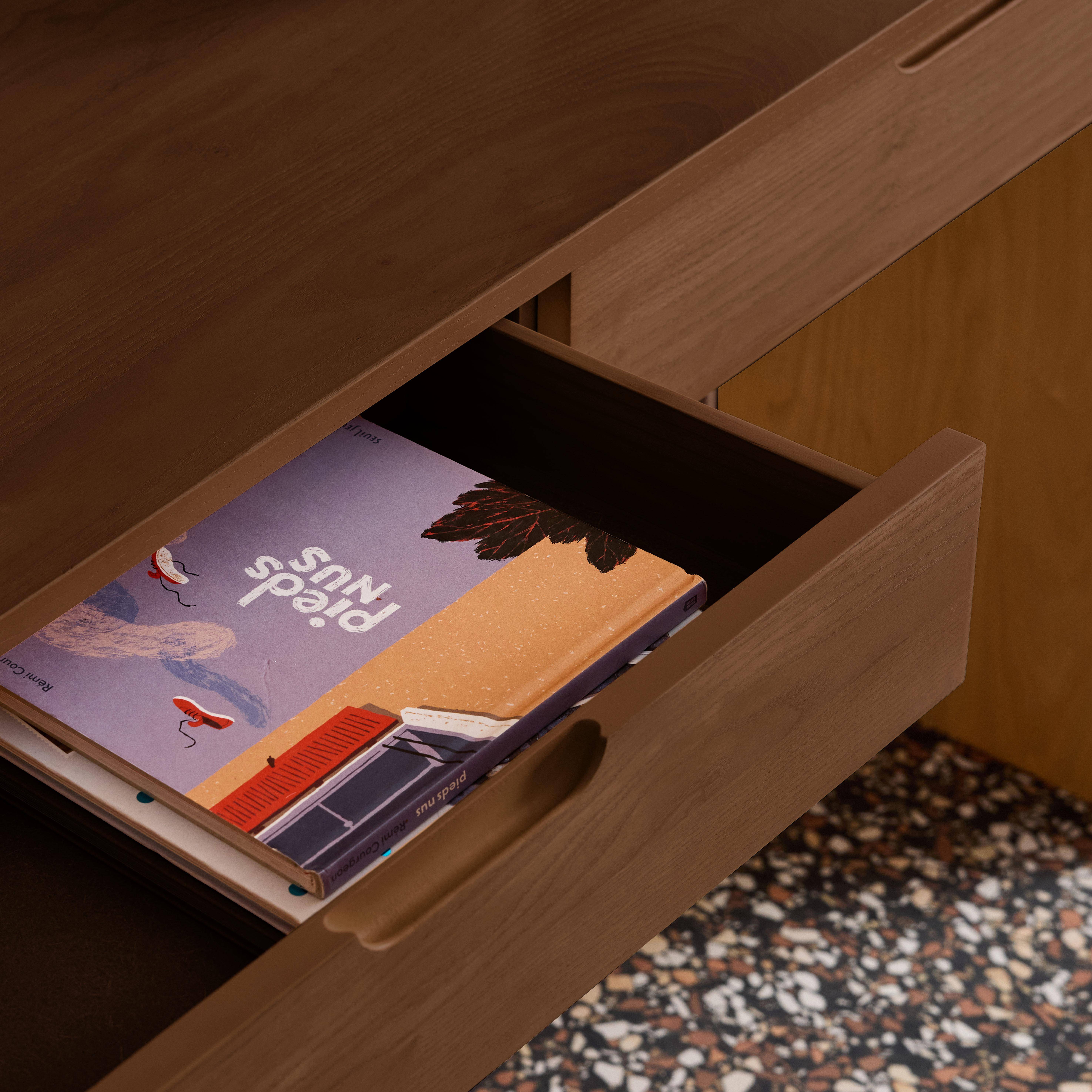 Console décor bois 2 tiroirs 120cm noyer - Tania Photo6