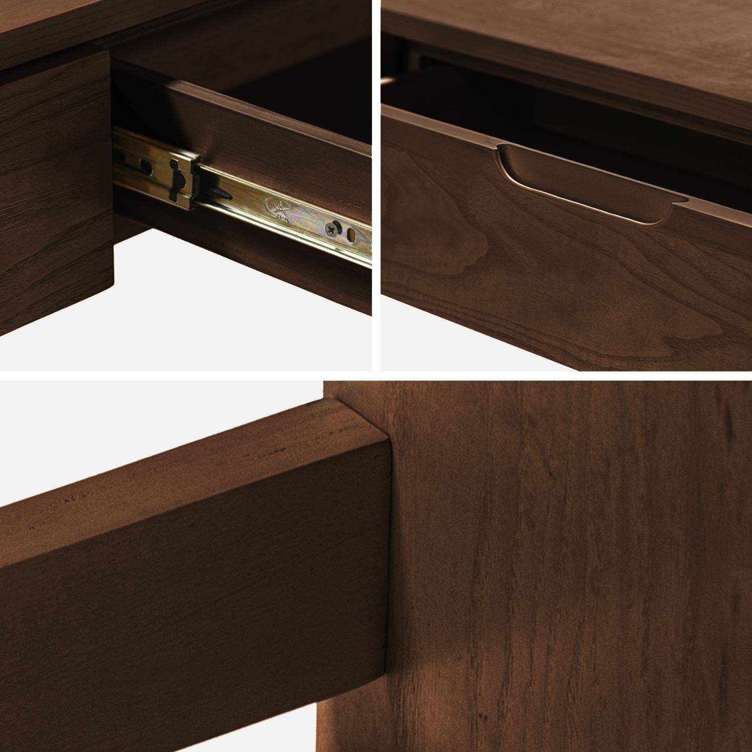 Console décor bois 2 tiroirs 120cm noyer - Tania Photo4