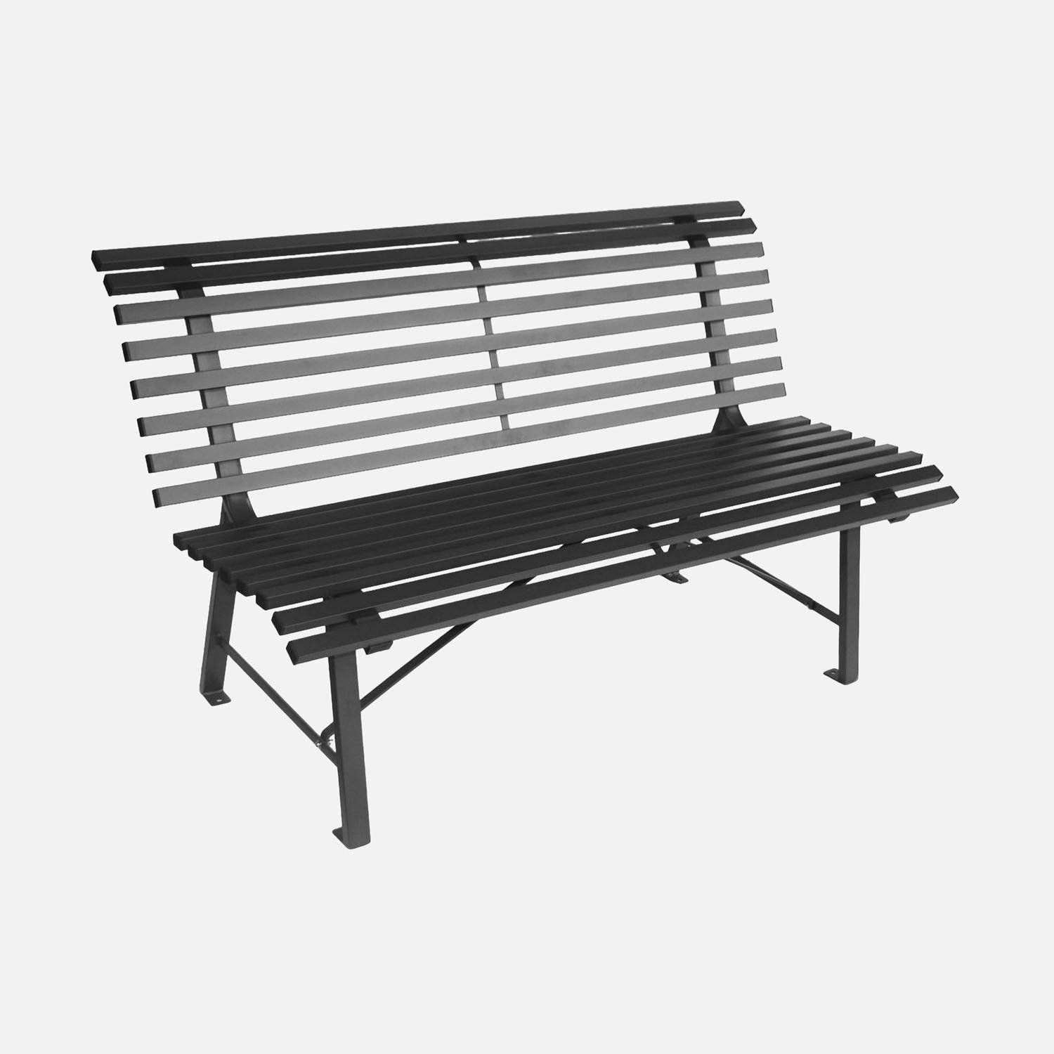 Banc de jardin acier 2 places anthracite 140cm - Nima Photo2