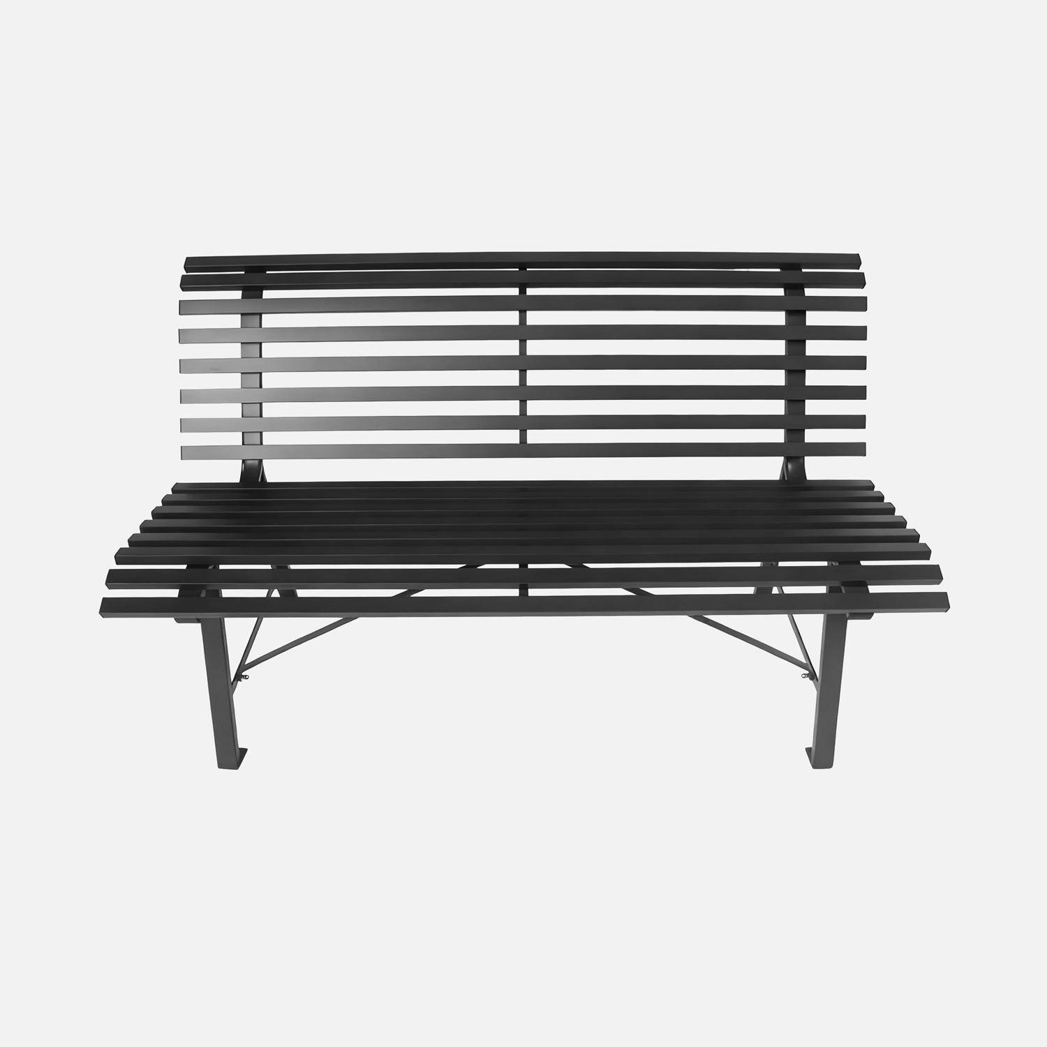 Banc de jardin acier 2 places anthracite 140cm - Nima,sweeek,Photo3