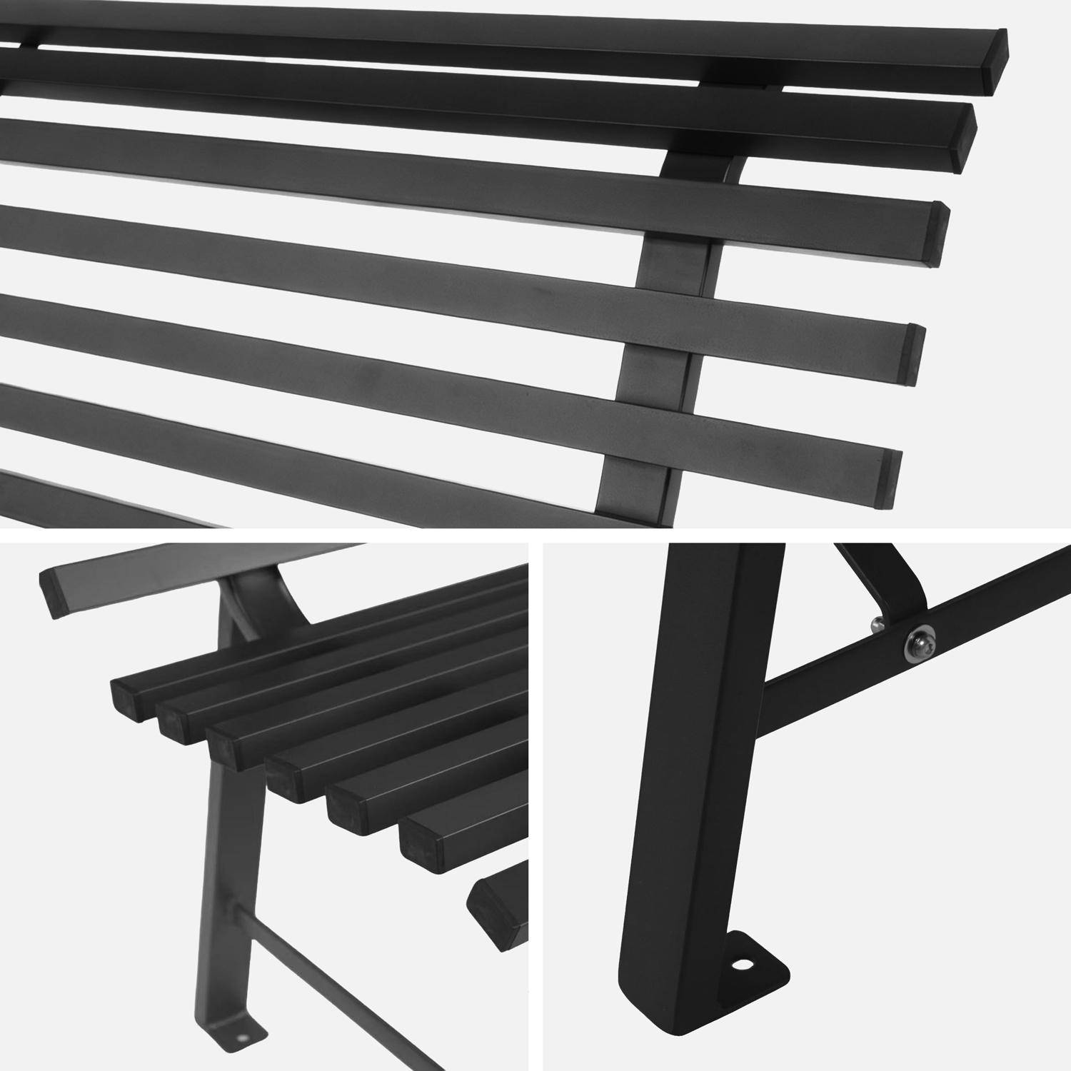 Banc de jardin acier 2 places anthracite 140cm - Nima,sweeek,Photo4