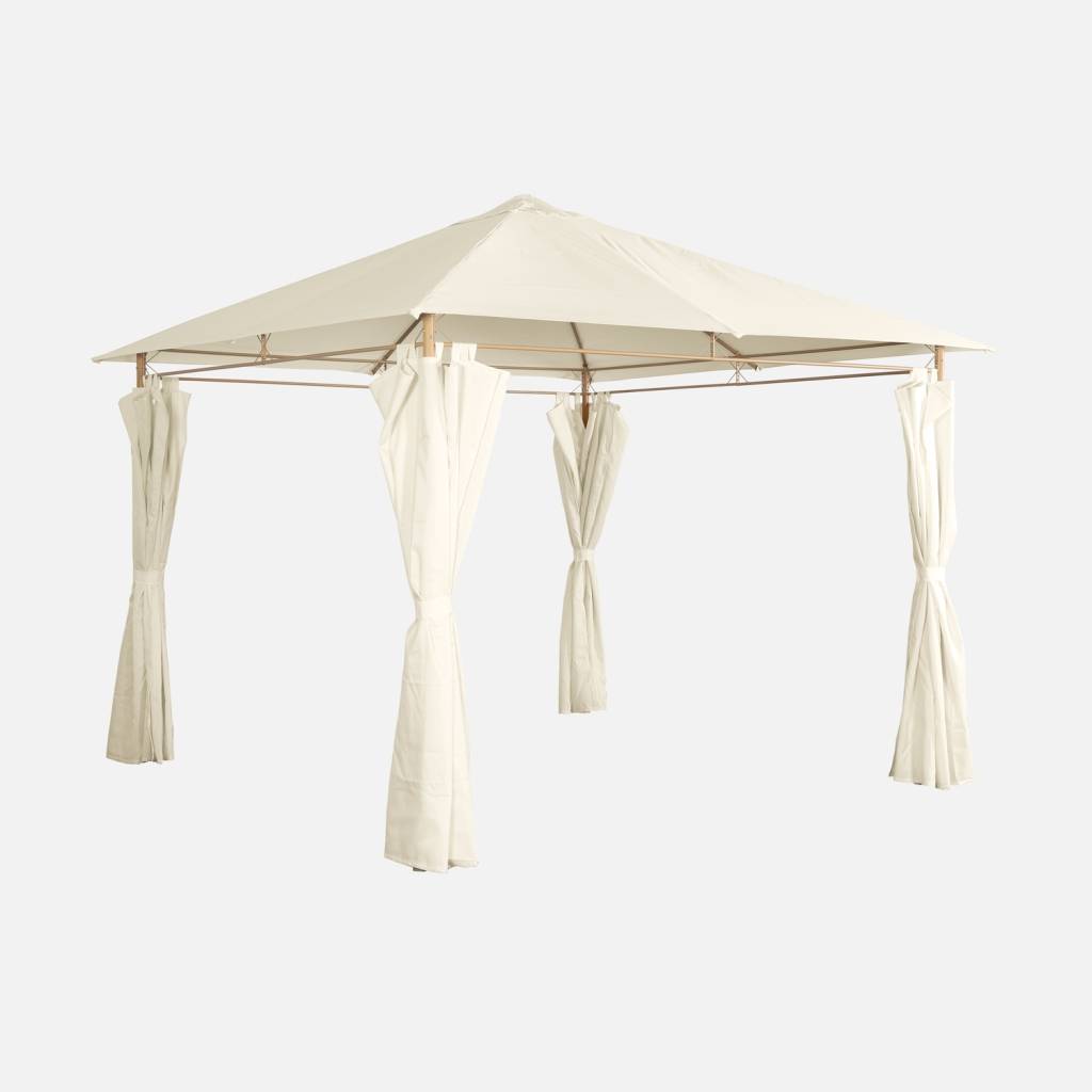 Tonnelle  3x3 m imitation bois, toile écru