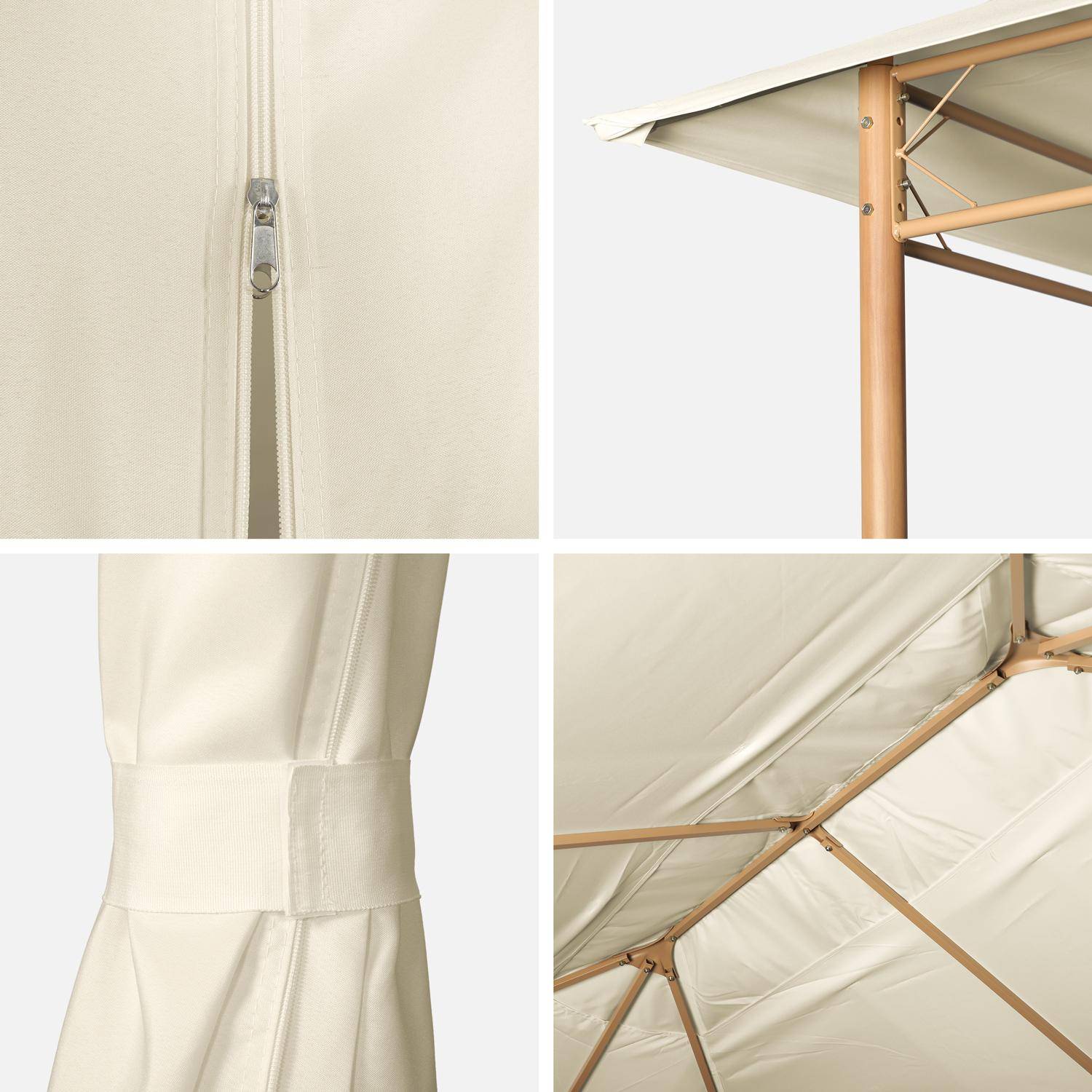 Pérgola 3x4m con cortinas , Divio, Crudo, 367x267x262 cm,sweeek,Photo5