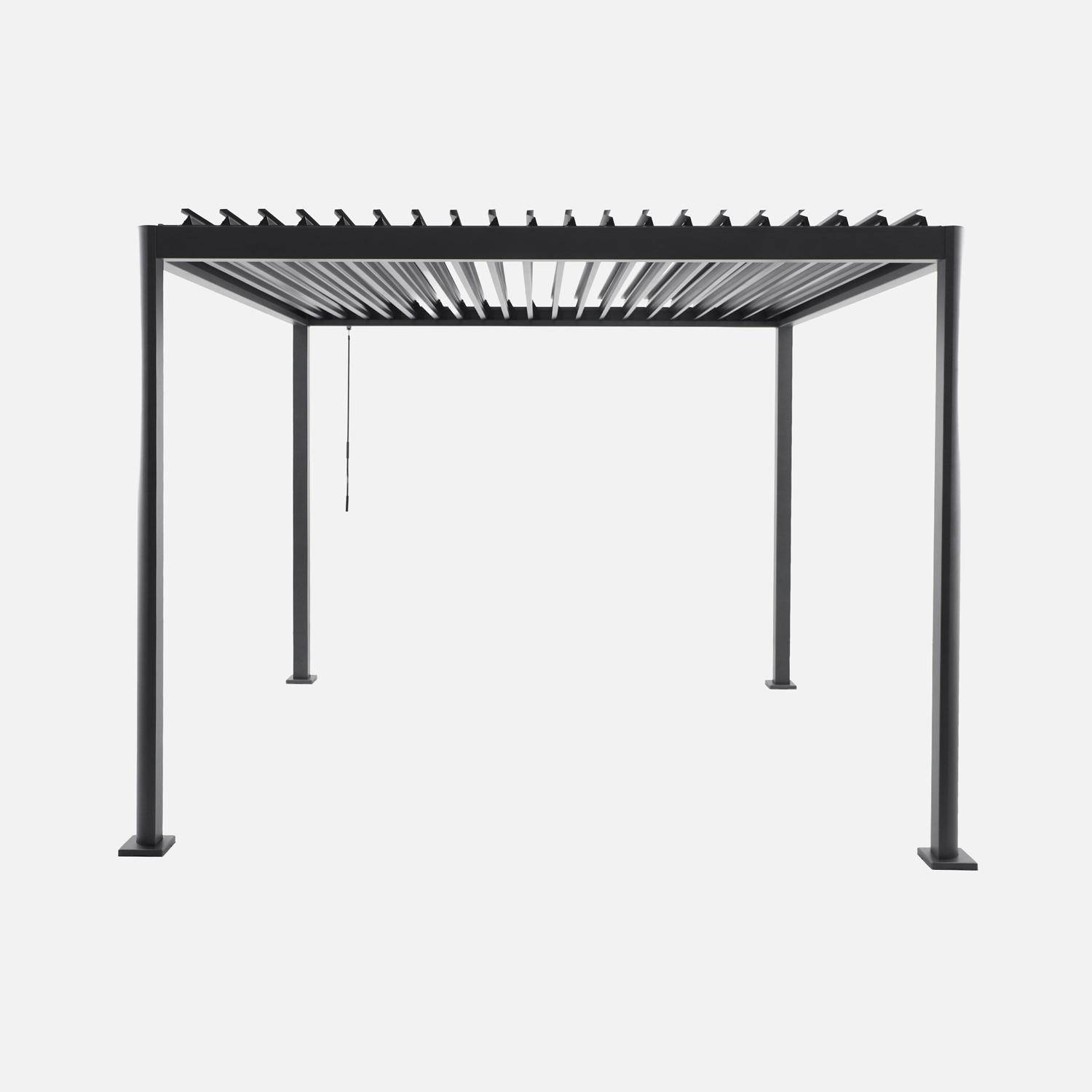 Pérgola bioclimática 3x3m de aluminio y acero con lamas orientables, Imperial 3x3m, Antracita, 300x300x235 cm Photo4