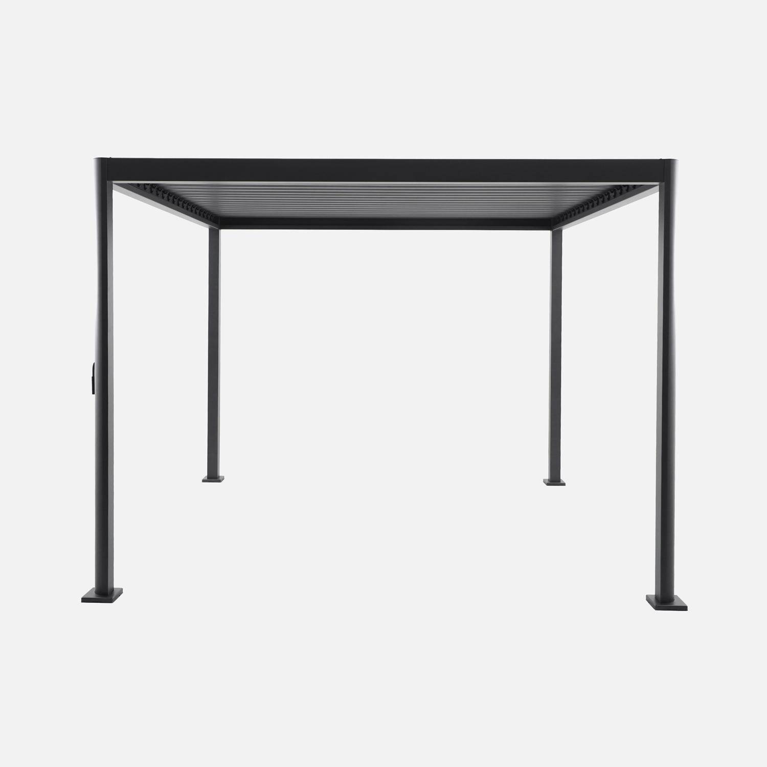Pérgola bioclimática 3x3m de aluminio y acero con lamas orientables, Imperial 3x3m, Antracita, 300x300x235 cm,sweeek,Photo3