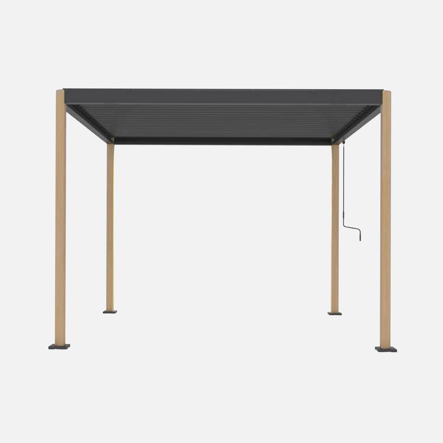 Pérgola bioclimática 3x3m de aluminio y acero con lamas orientables, Imperial 3x3m, Madera, 300x300x235 cm,sweeek,Photo3