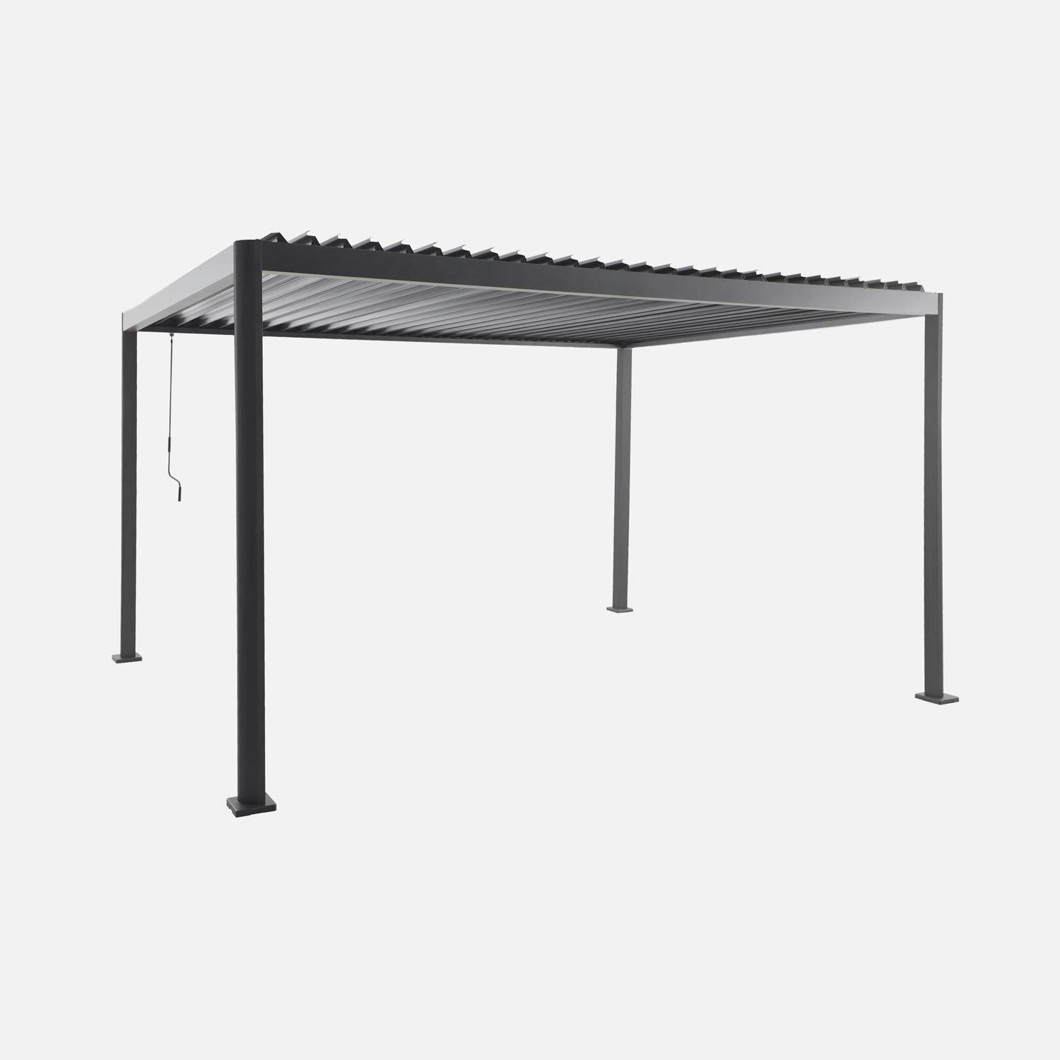 Pergola bioclimatique anthracite aluminium et acier lames orientables 4x3m - Imperial Photo1