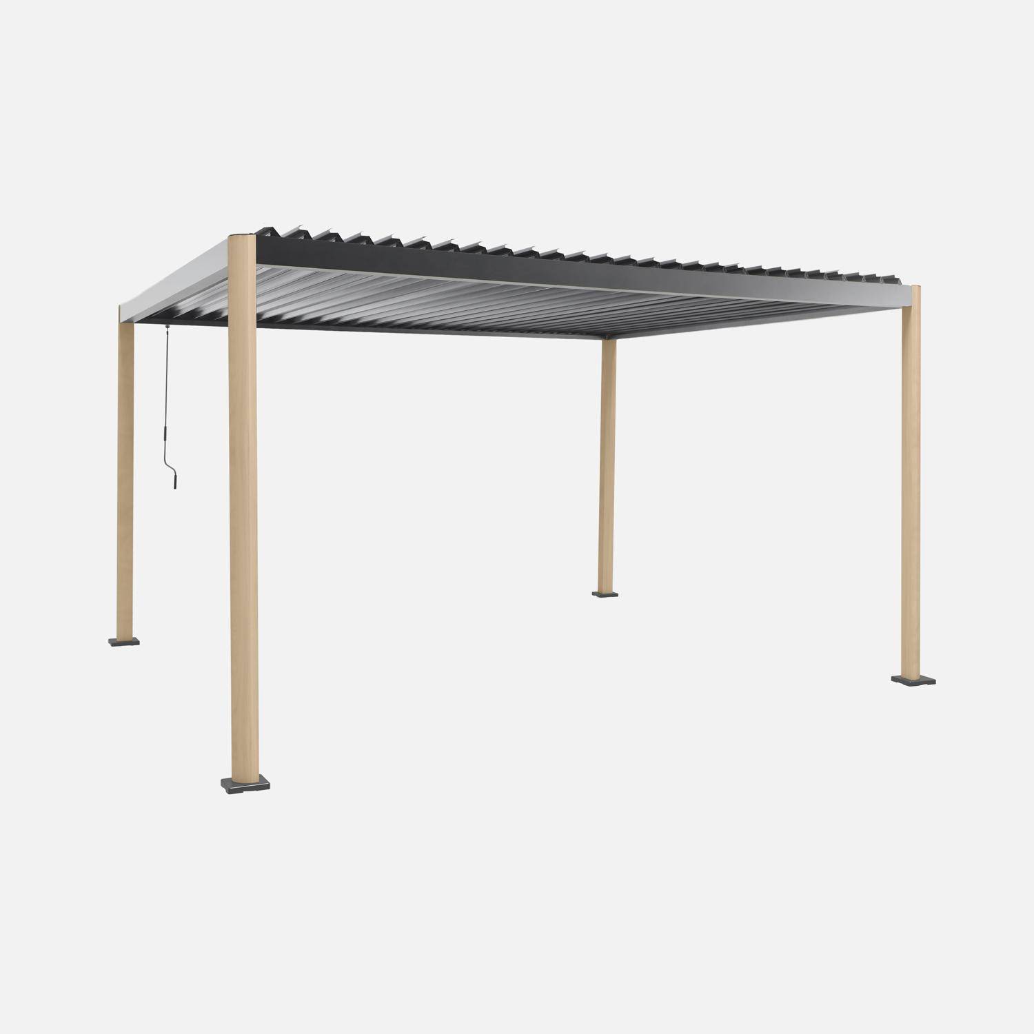 Pergola bioclimatique effet bois aluminium et acier lames orientables 4x3m - Imperial Photo1