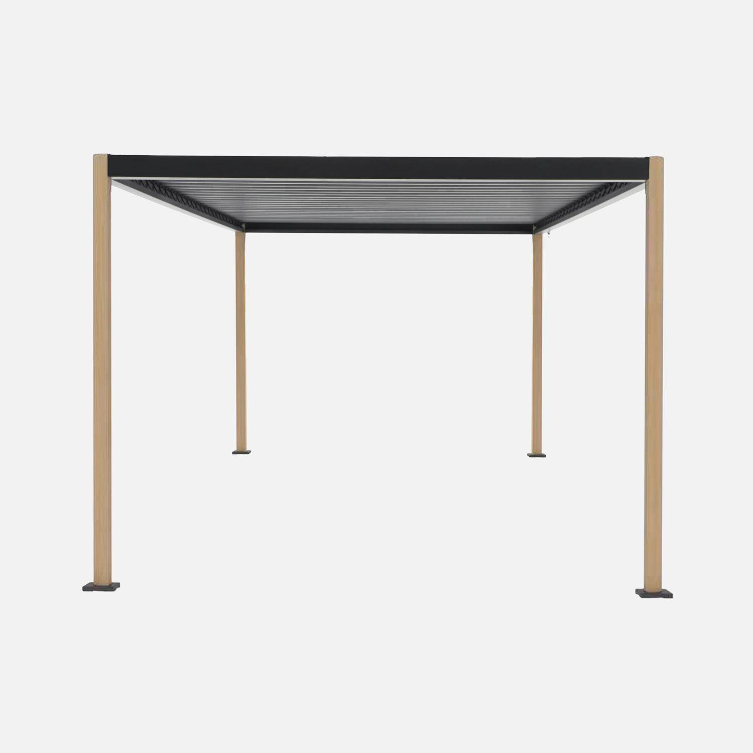 Pergola bioclimatique effet bois aluminium et acier lames orientables 4x3m - Imperial,sweeek,Photo2