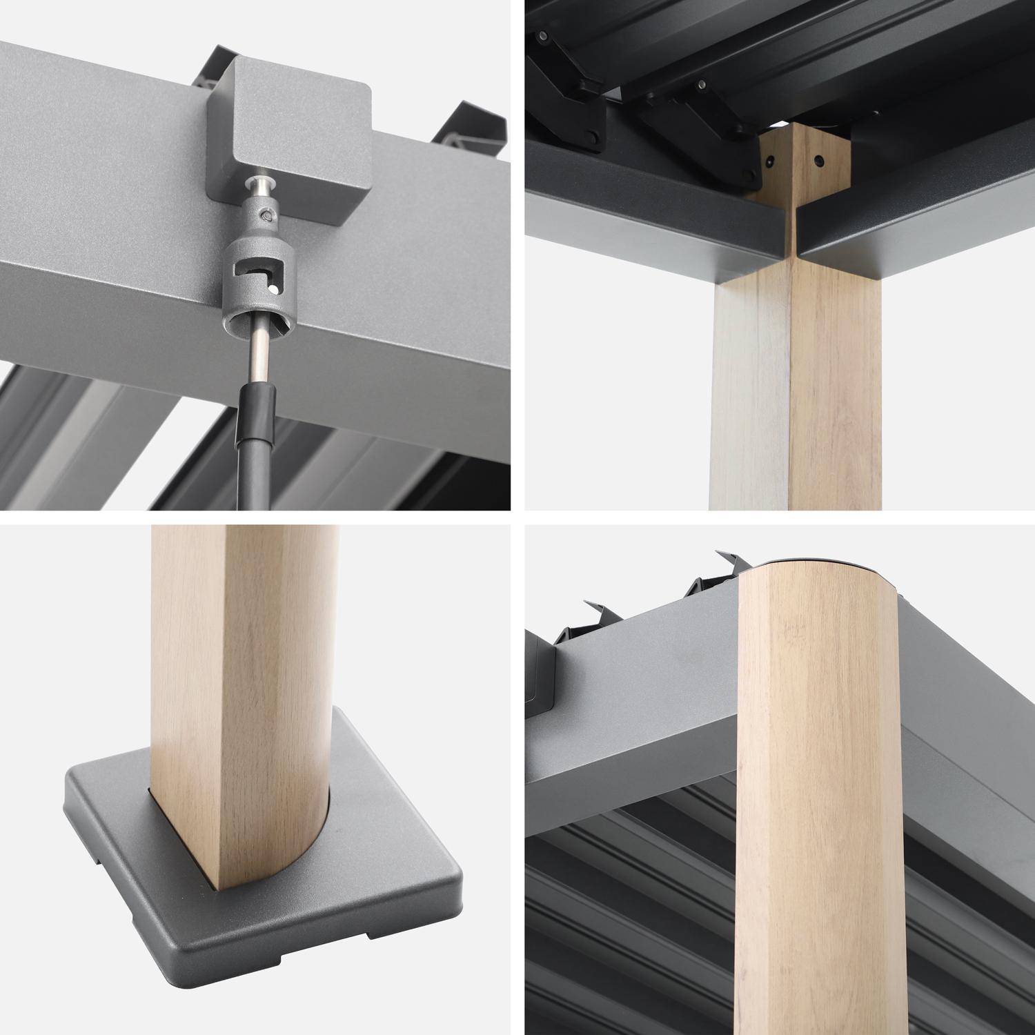 Pergola bioclimatique effet bois aluminium et acier lames orientables 4x3m - Imperial,sweeek,Photo4