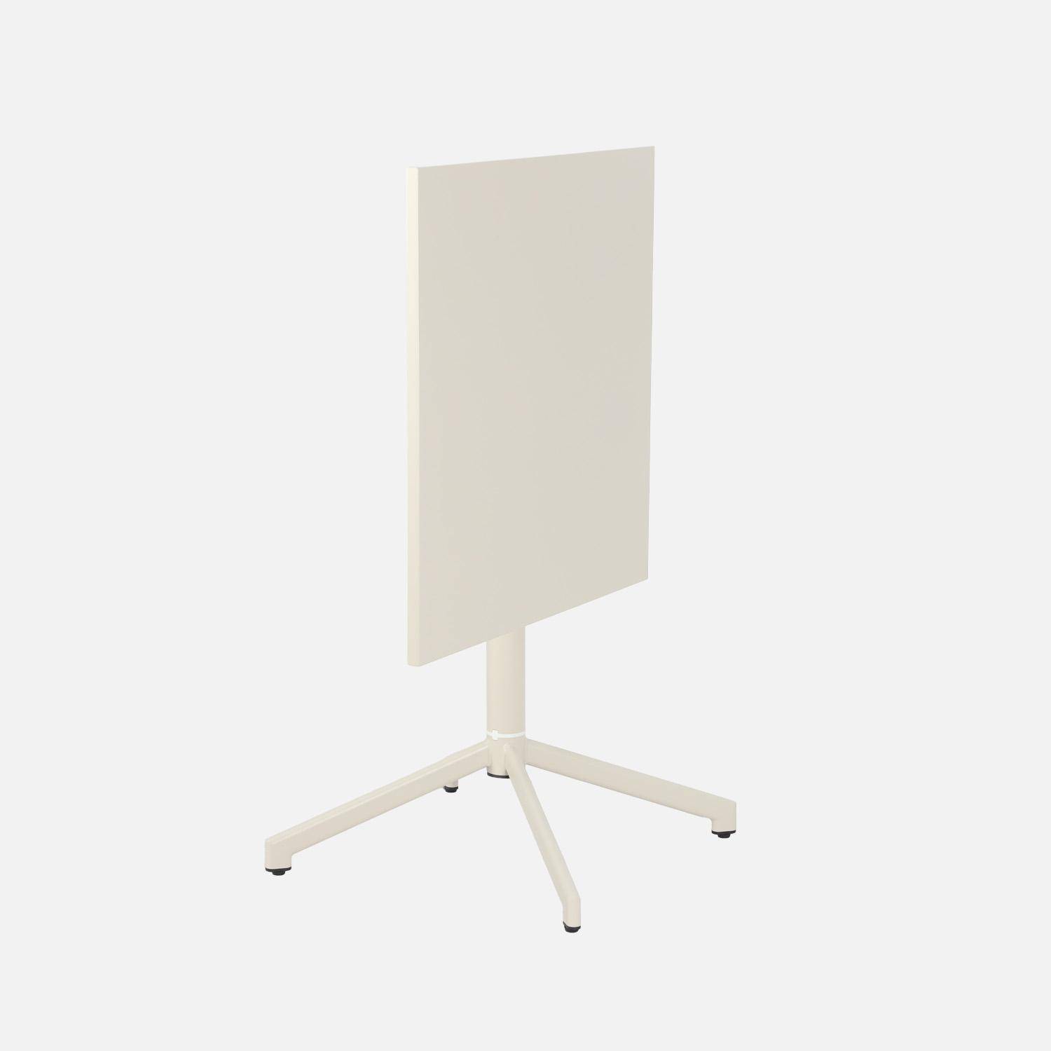 Table de jardin bistrot carrée pliante acier 2 places 70 cm beige - Chiara,sweeek,Photo3