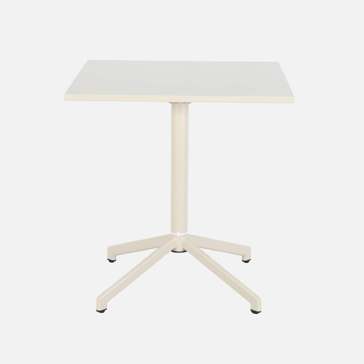 Table de jardin bistrot carrée pliante acier 2 places 70 cm beige - Chiara,sweeek,Photo2