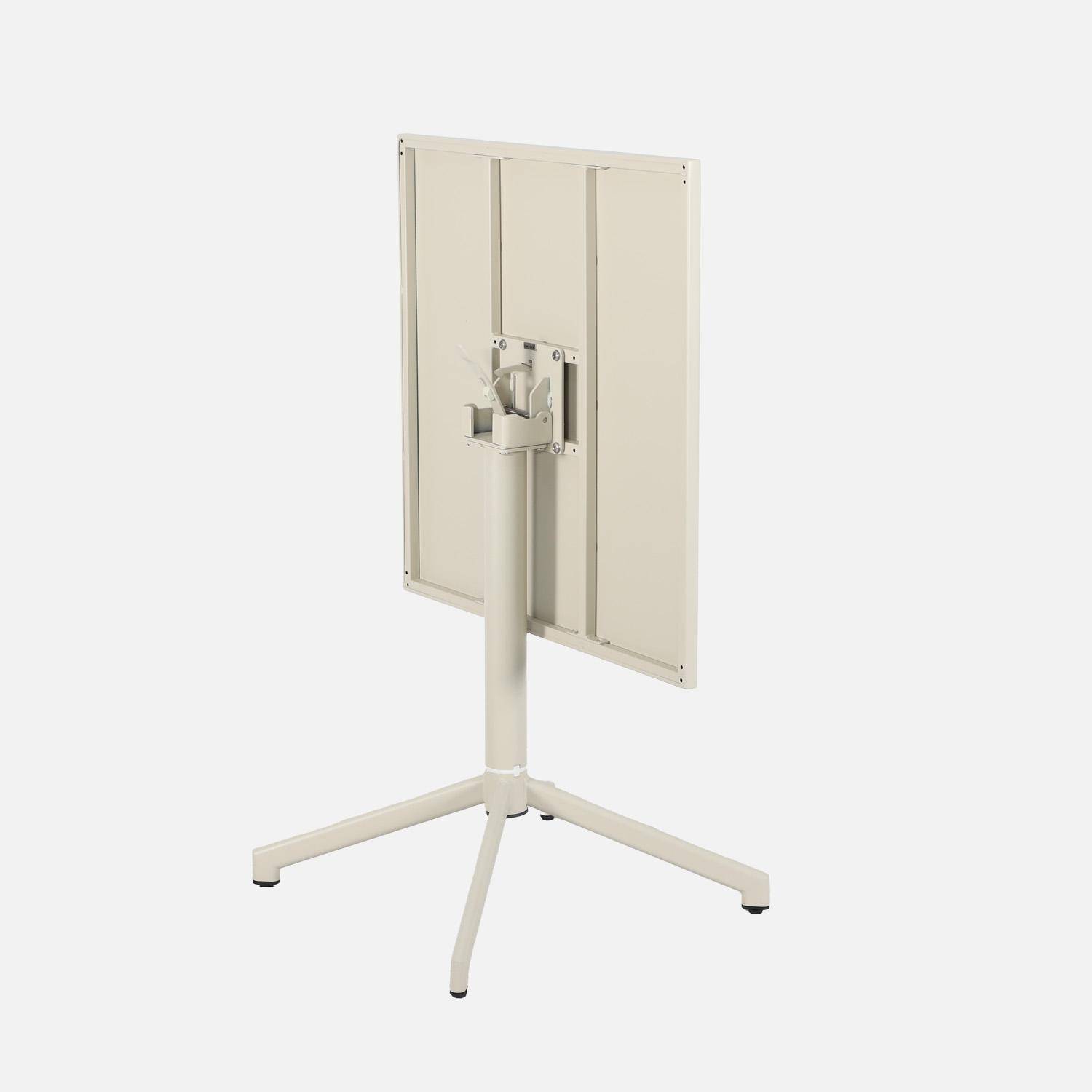 Table de jardin bistrot carrée pliante acier 2 places 70 cm beige - Chiara,sweeek,Photo4