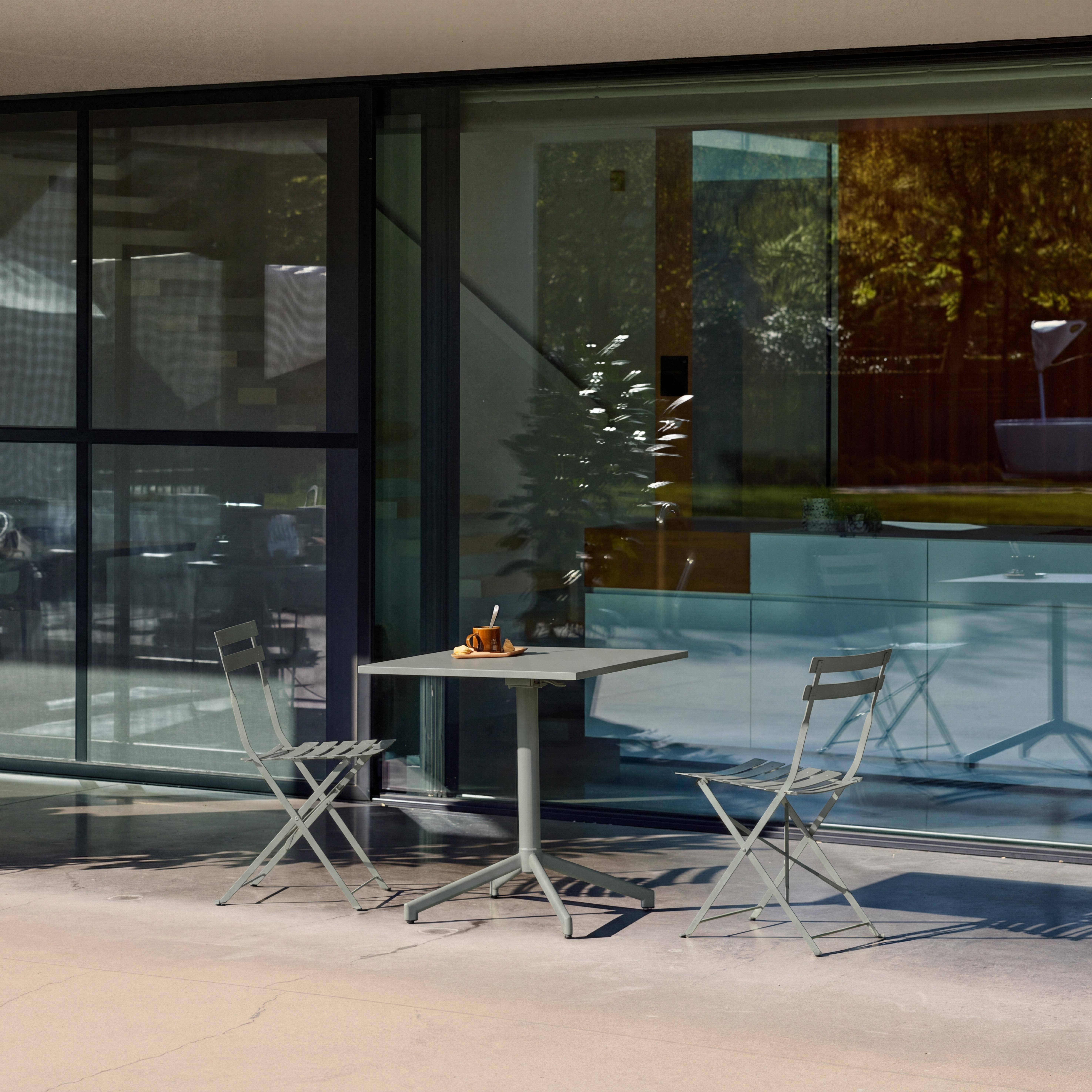 Bistrotuintafel van staal opklapbaar voor 2 personen kaki 70 x 70 x 74 cm - Chiara,sweeek,Photo2