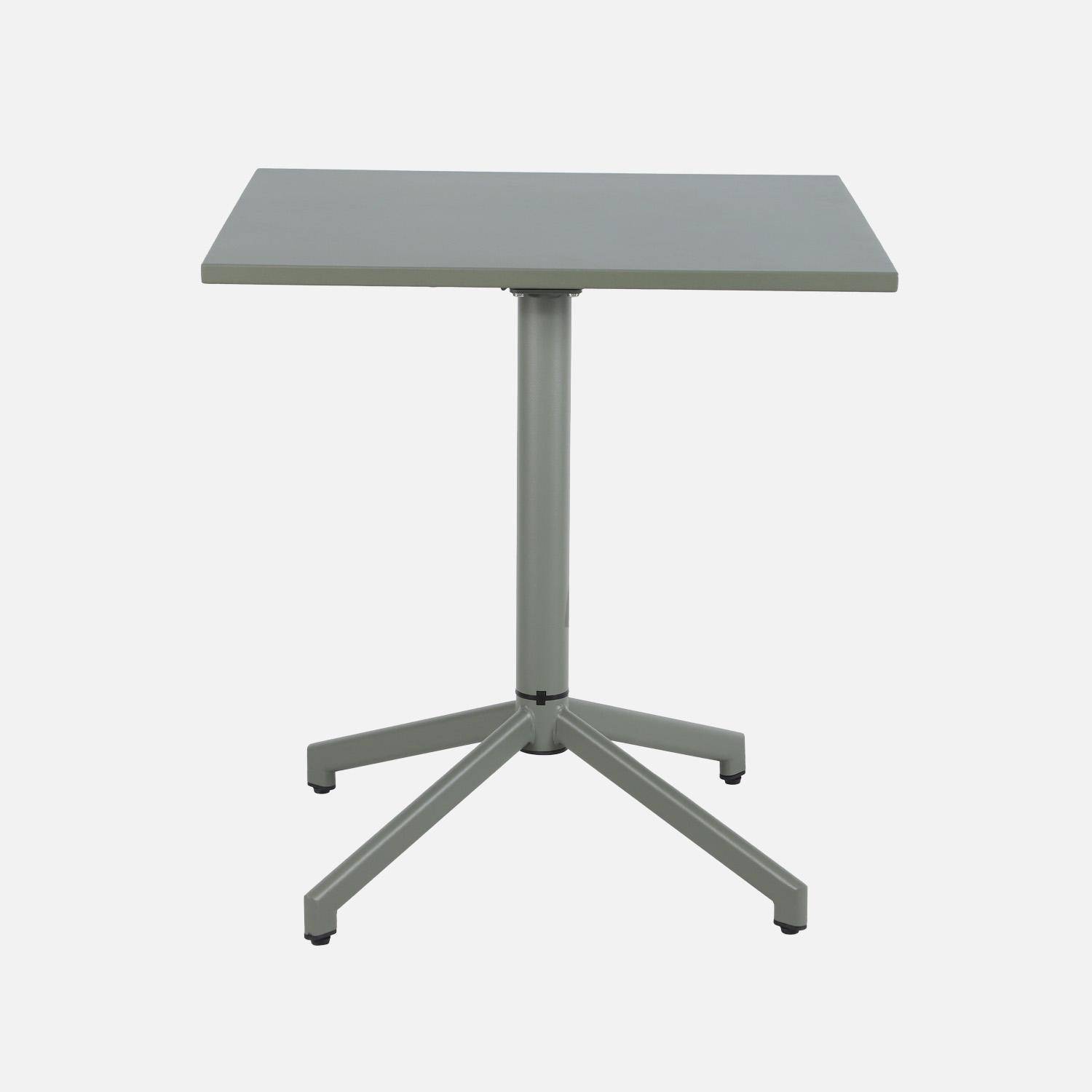 Table de jardin bistrot carrée pliante acier 2 places 70 cm kaki - Chiara,sweeek,Photo2