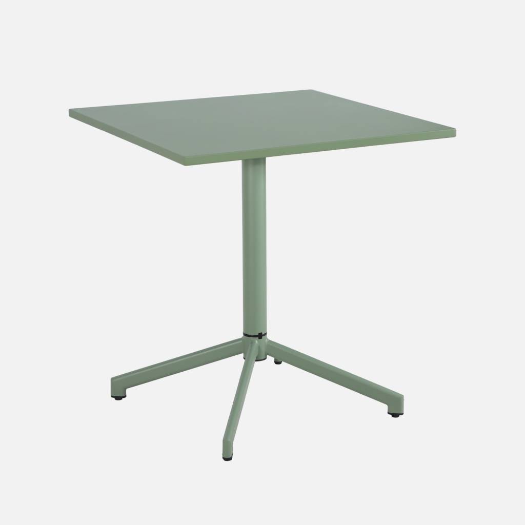 Table de jardin bistrot carrée pliante acier 70 cm vert de gris