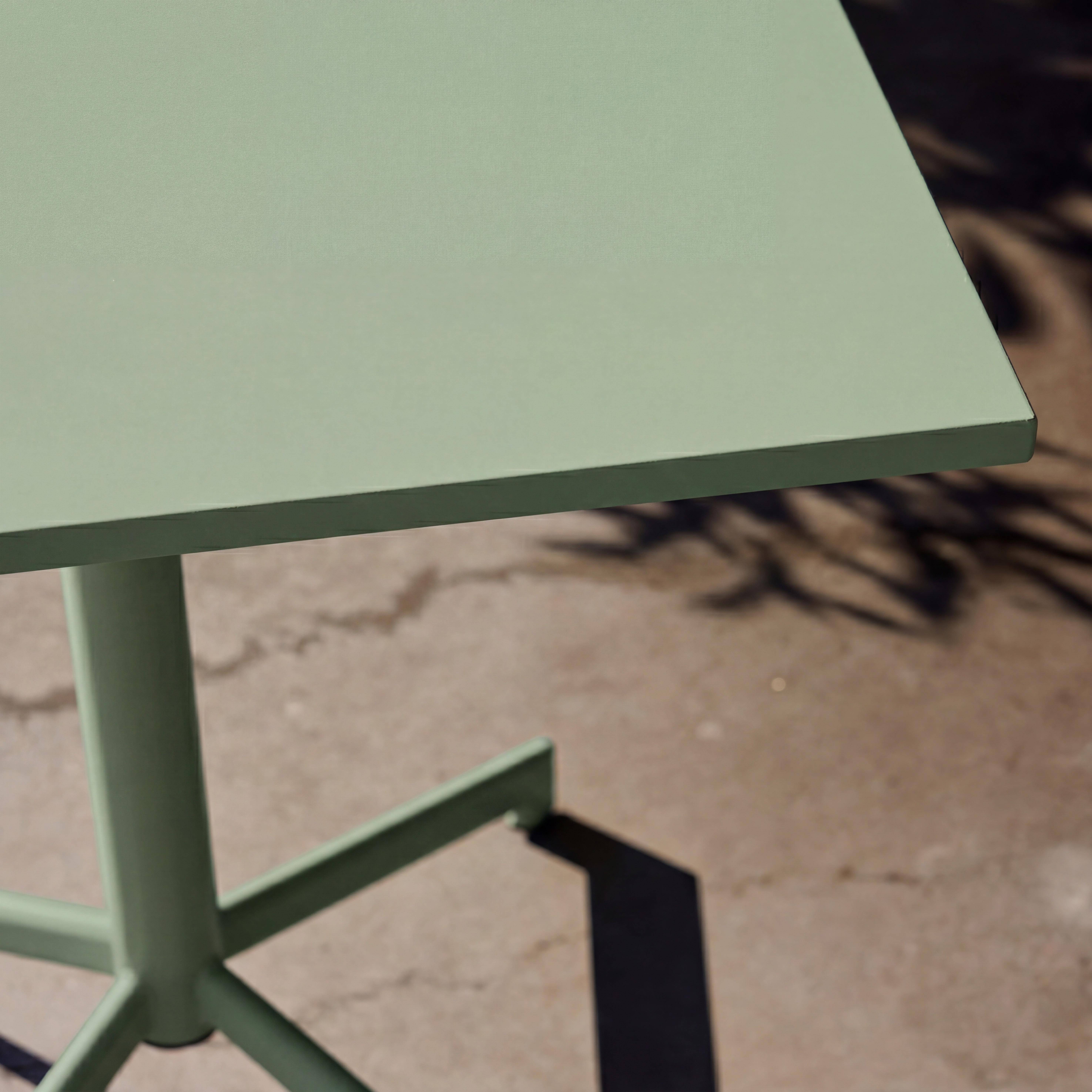 Table de jardin bistrot carrée pliante acier 2 places 70 cm vert de gris - Chiara Photo3