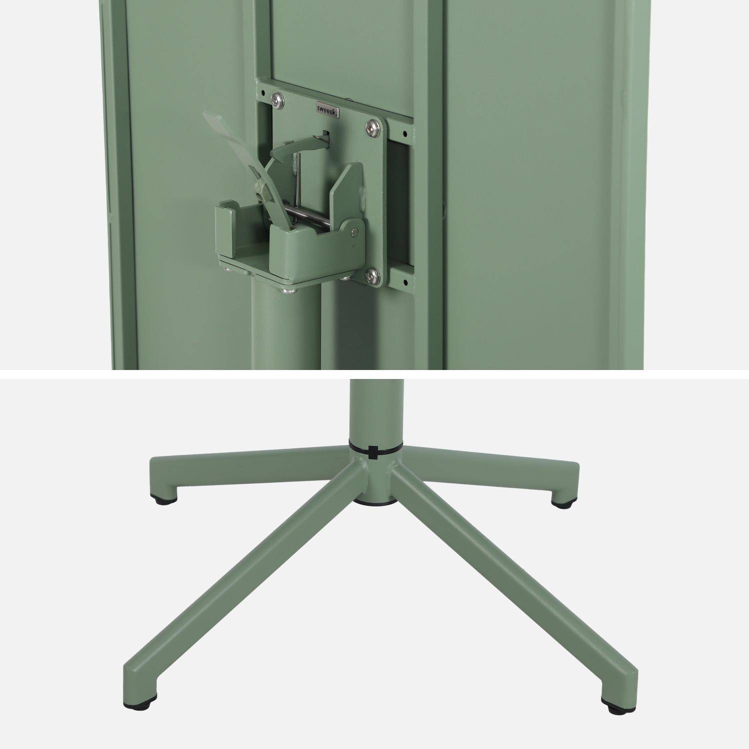 Table de jardin bistrot carrée pliante acier 2 places 70 cm vert de gris - Chiara,sweeek,Photo5