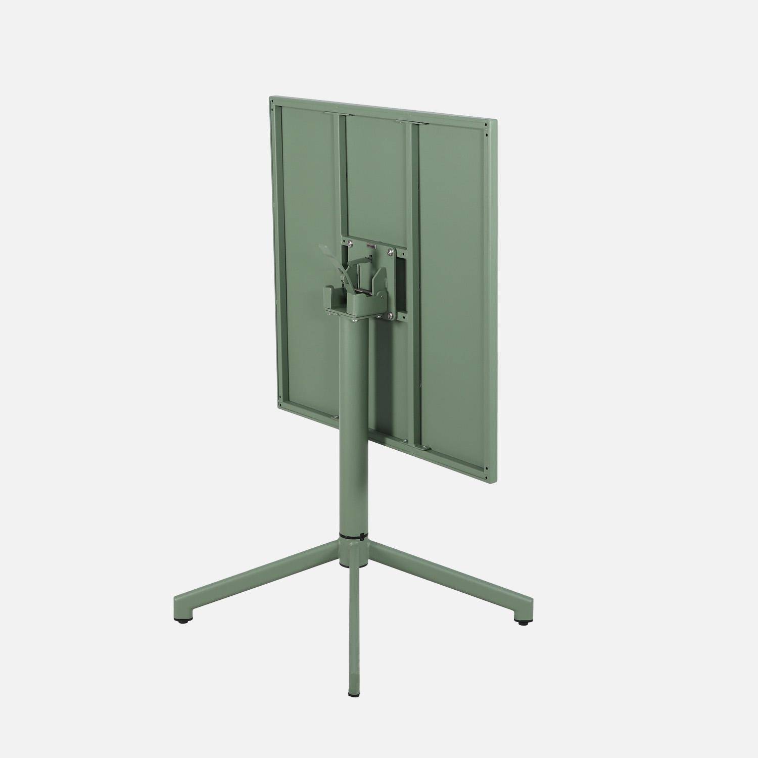 Table de jardin bistrot carrée pliante acier 2 places 70 cm vert de gris - Chiara Photo4