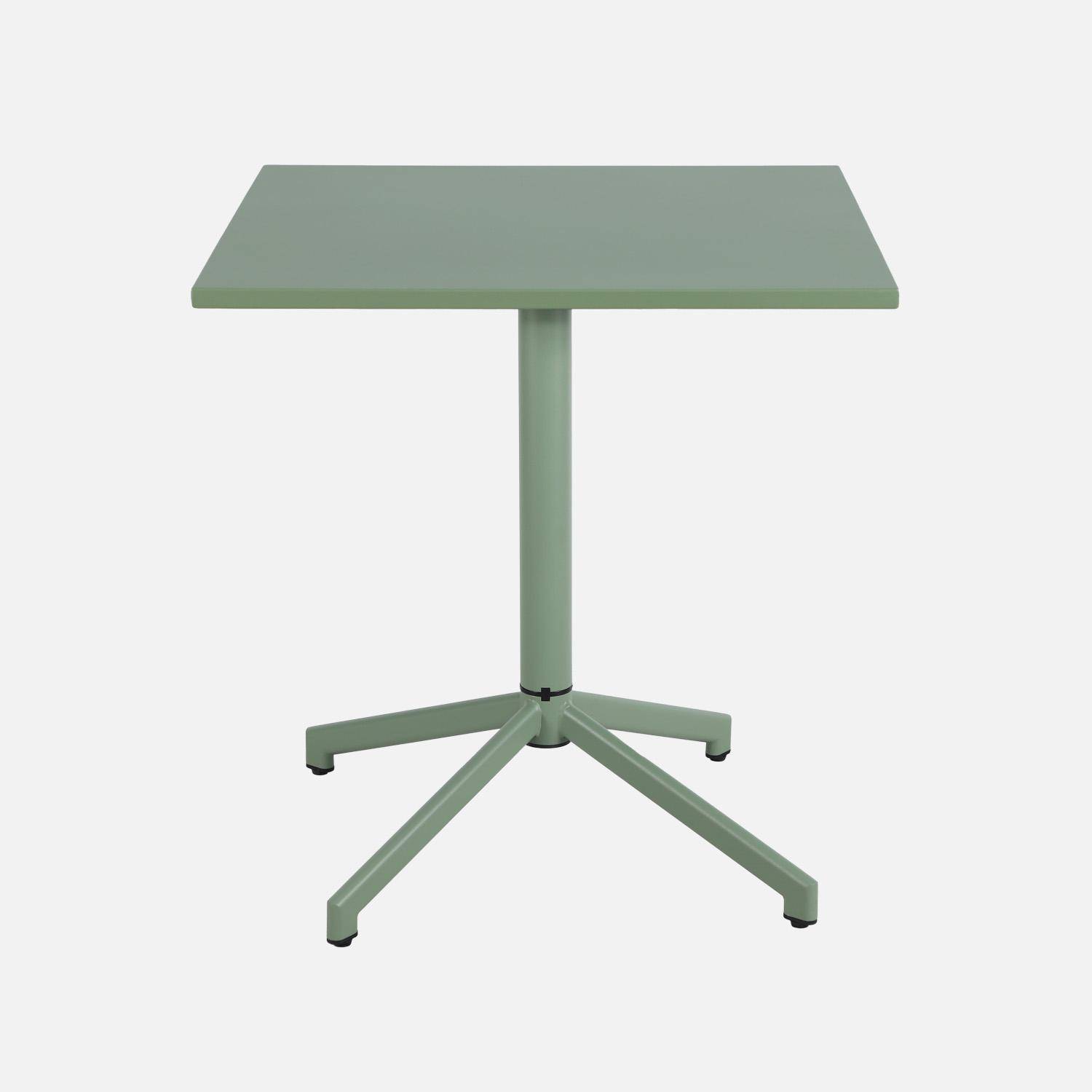 Table de jardin bistrot carrée pliante acier 2 places 70 cm vert de gris - Chiara Photo2